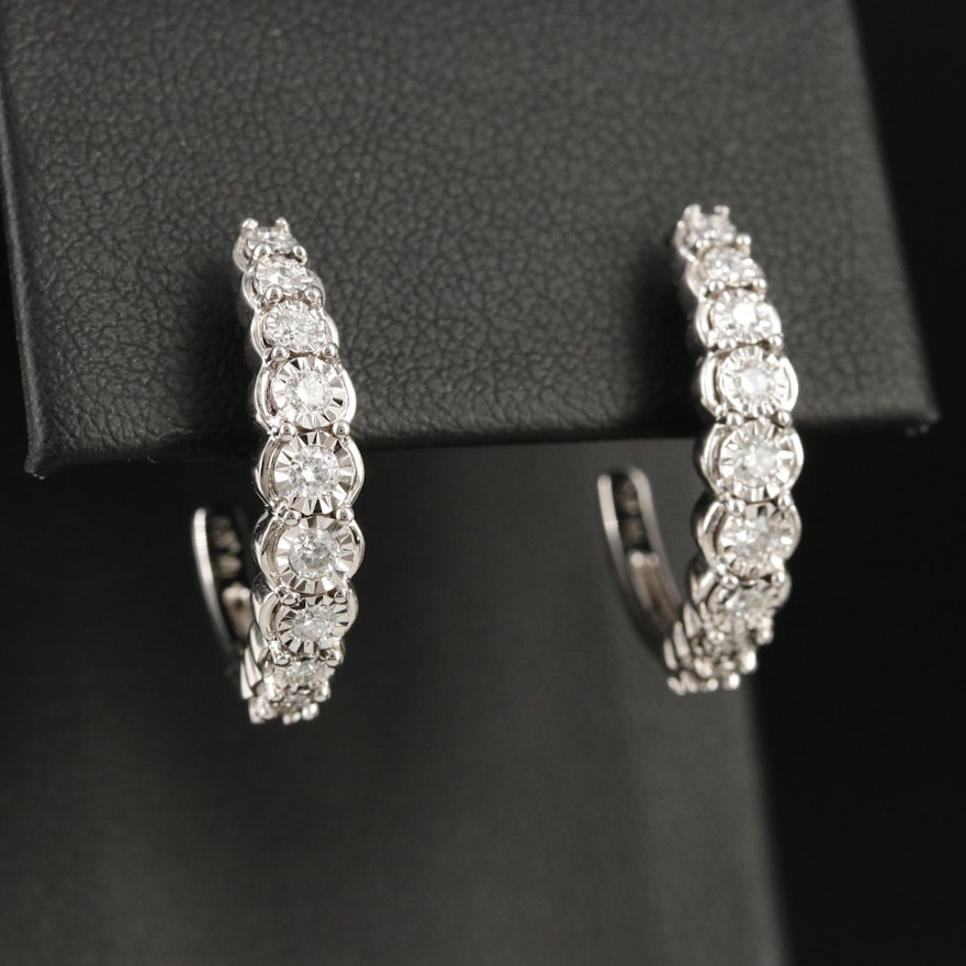 14K 0.48 CTW Diamond Half Hoop Earrings