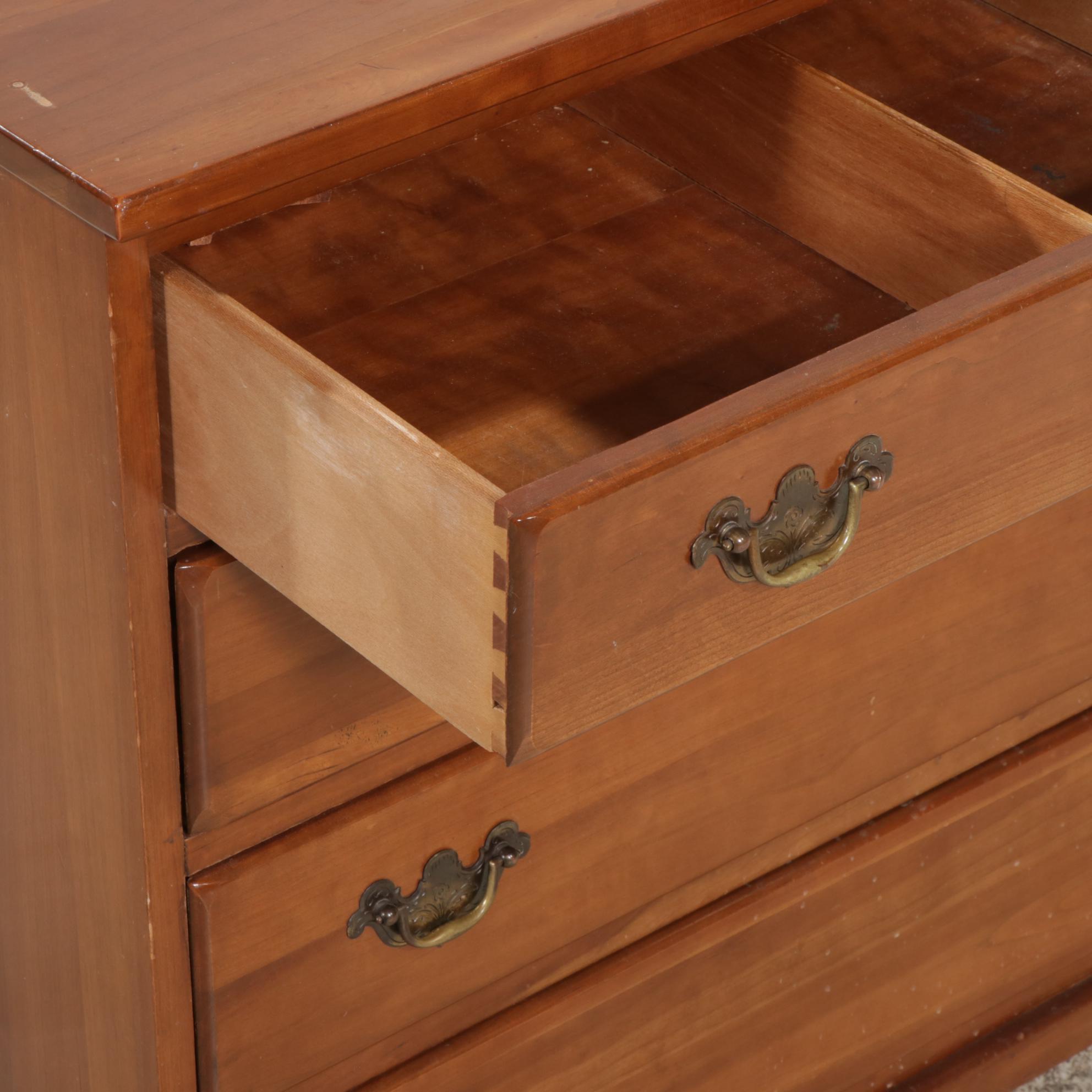 Chippendale Style Cherry Four-Drawer Bedside Chest, Mid to Late 20th Century