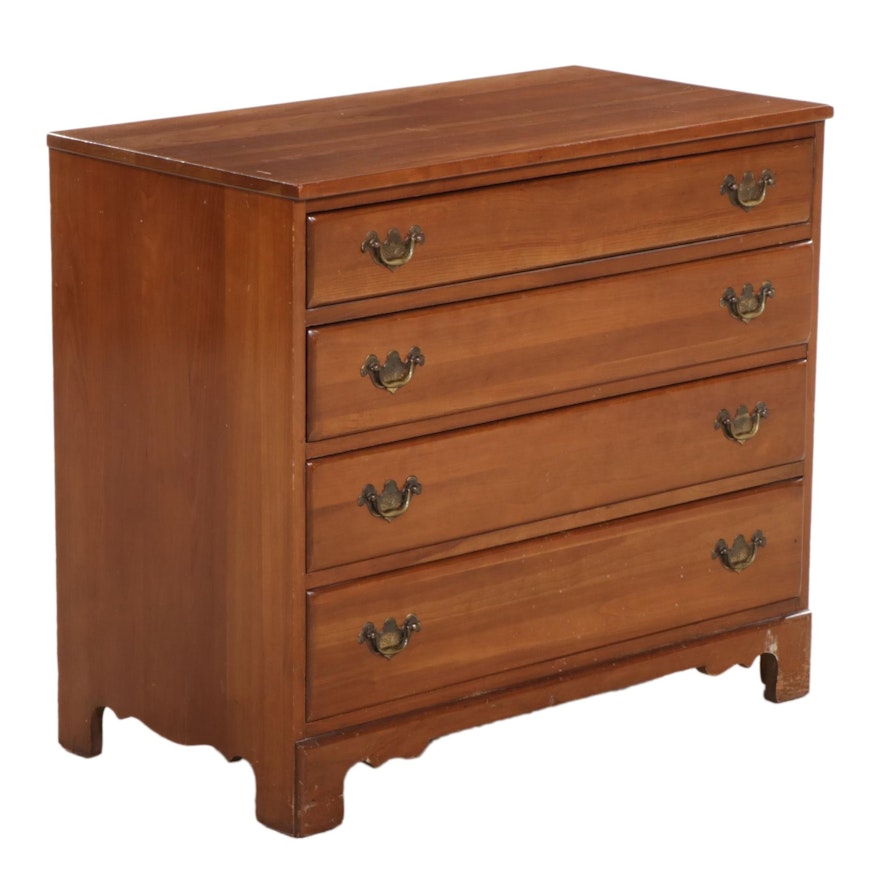 Chippendale Style Cherry Four-Drawer Bedside Chest, Mid to Late 20th Century