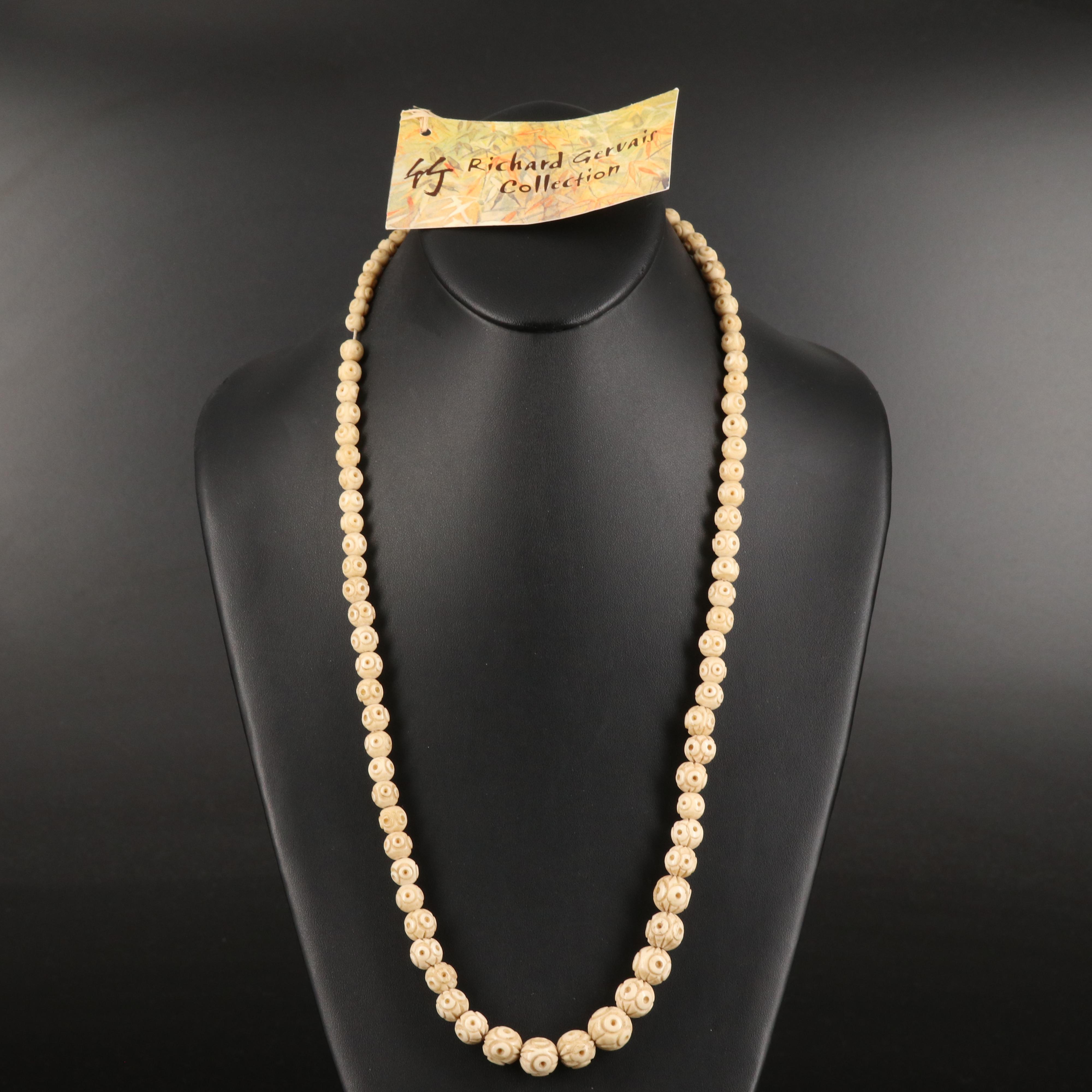 Antique Carved Bone and Vintage Venetian Glass Necklaces