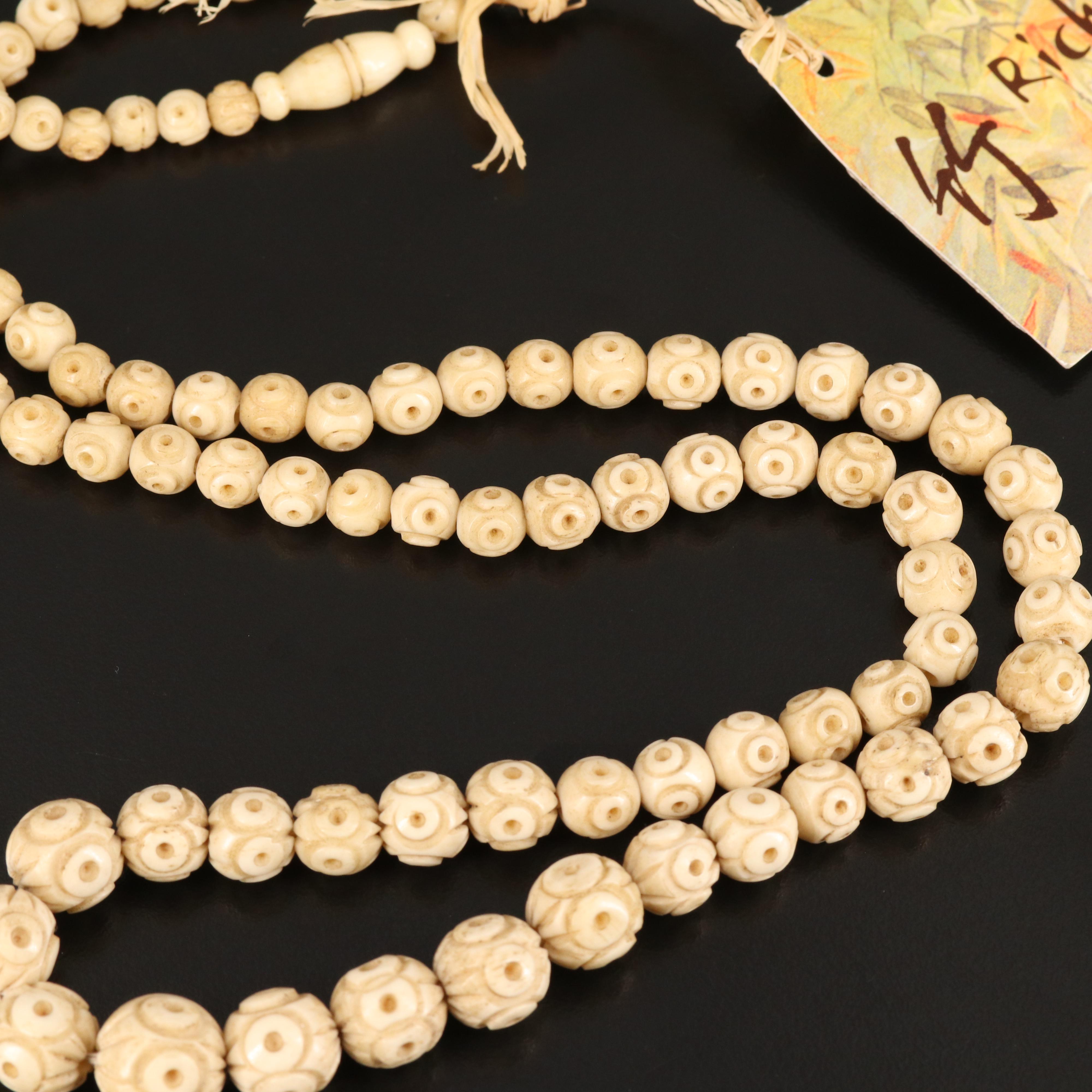 Antique Carved Bone and Vintage Venetian Glass Necklaces