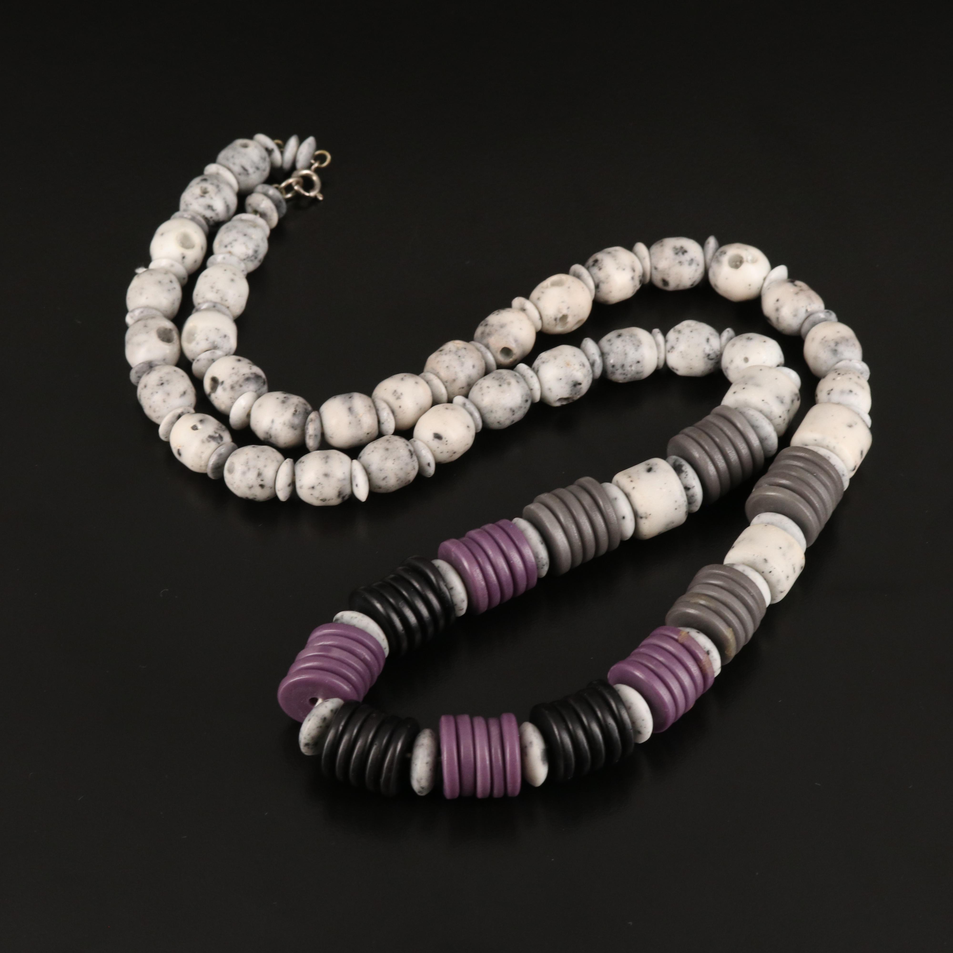 Antique Carved Bone and Vintage Venetian Glass Necklaces