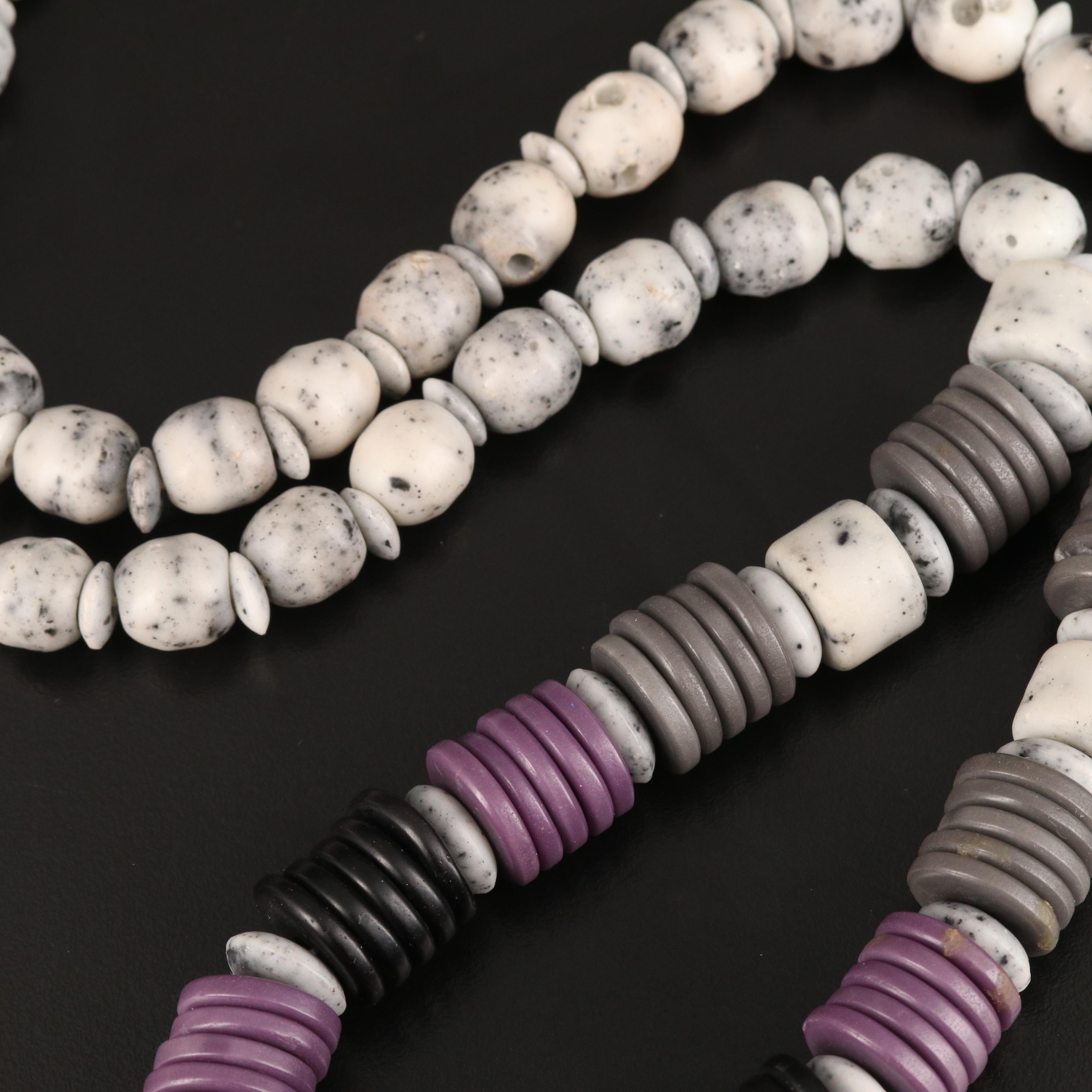 Antique Carved Bone and Vintage Venetian Glass Necklaces