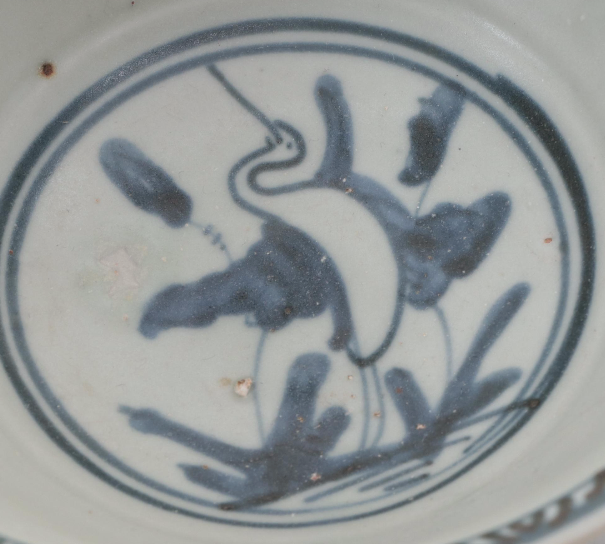 Chinese Earthenware Swatow Style Bowl with Other Soup Spoons