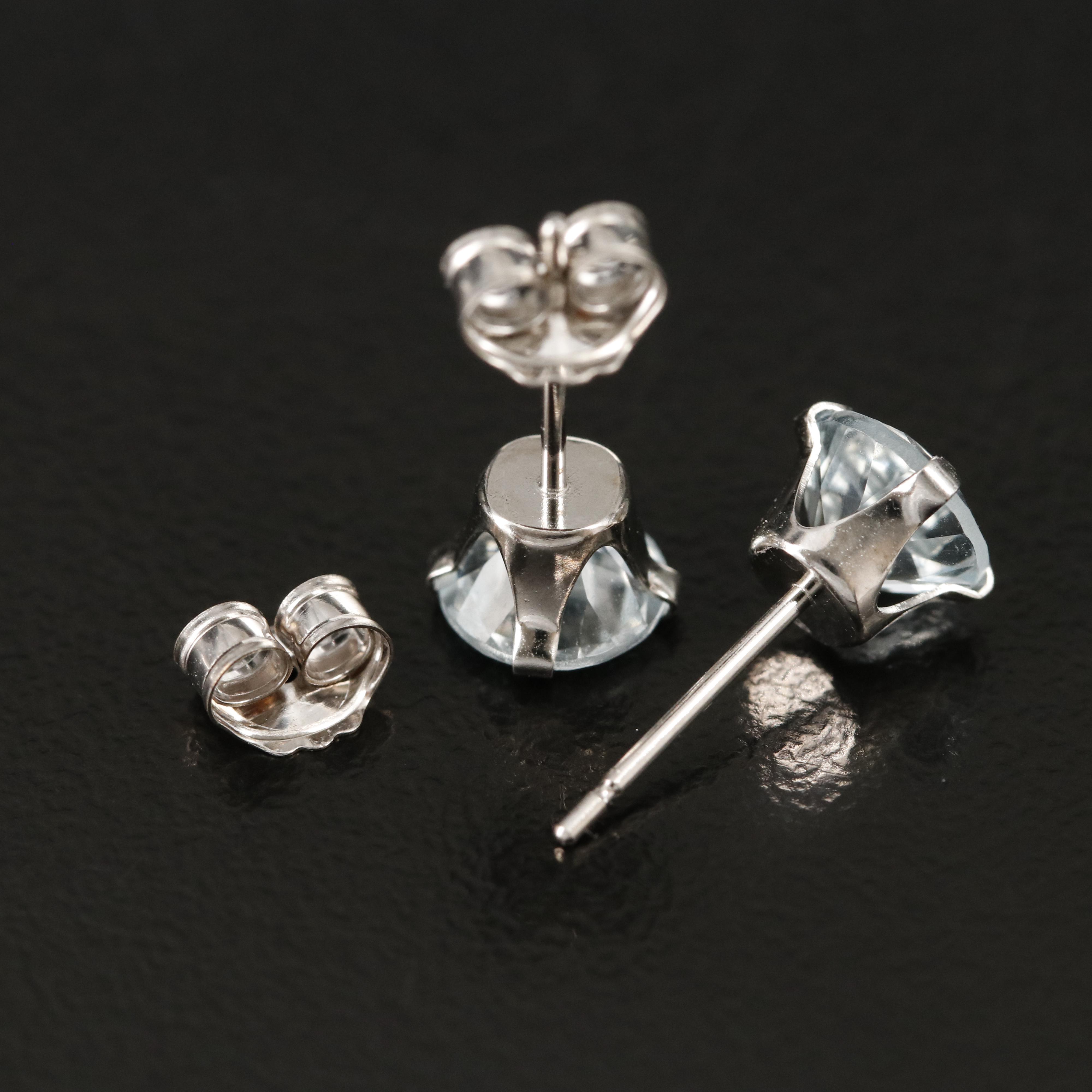 10K Aquamarine Stud Earrings