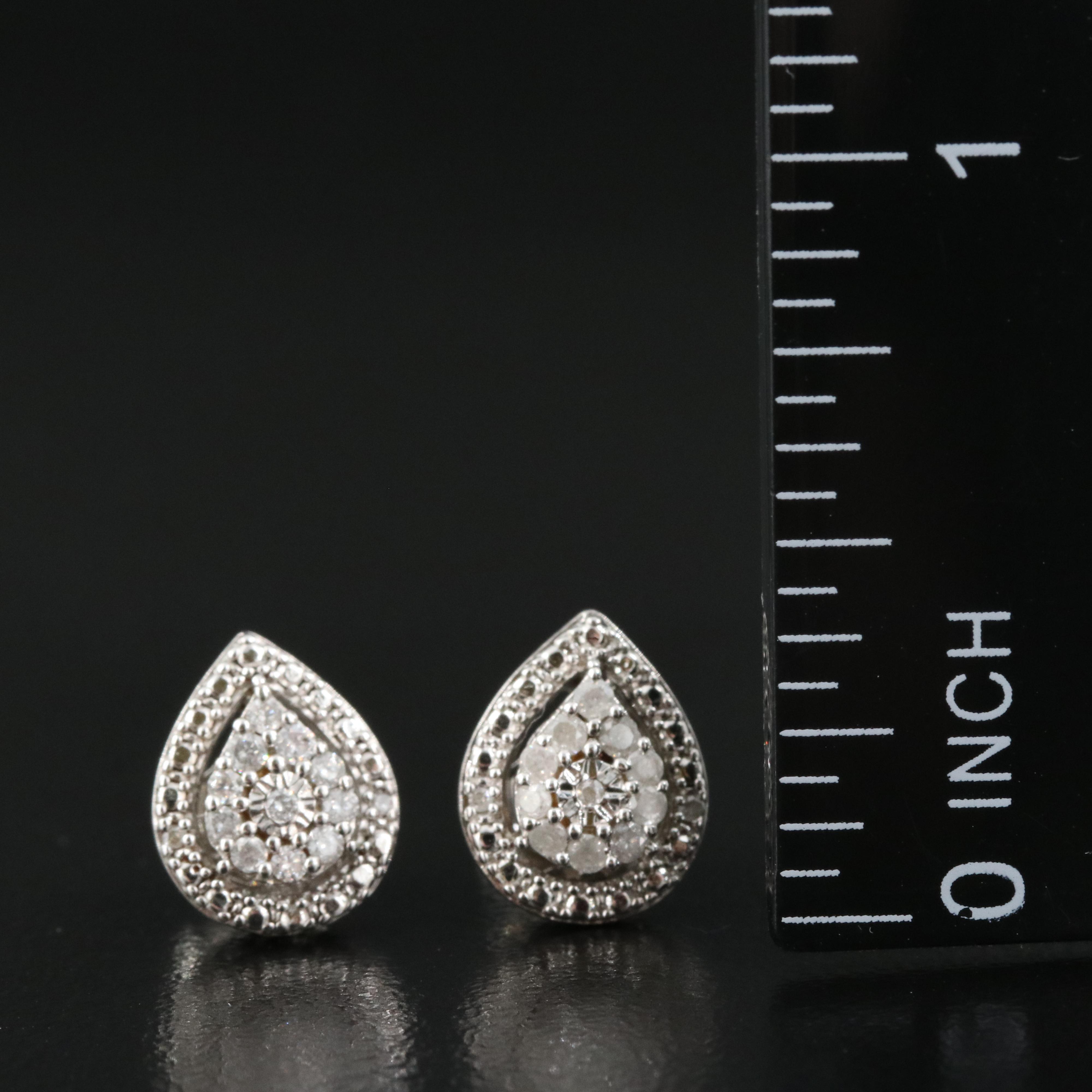 Sterling Diamond Teardrop Earrings