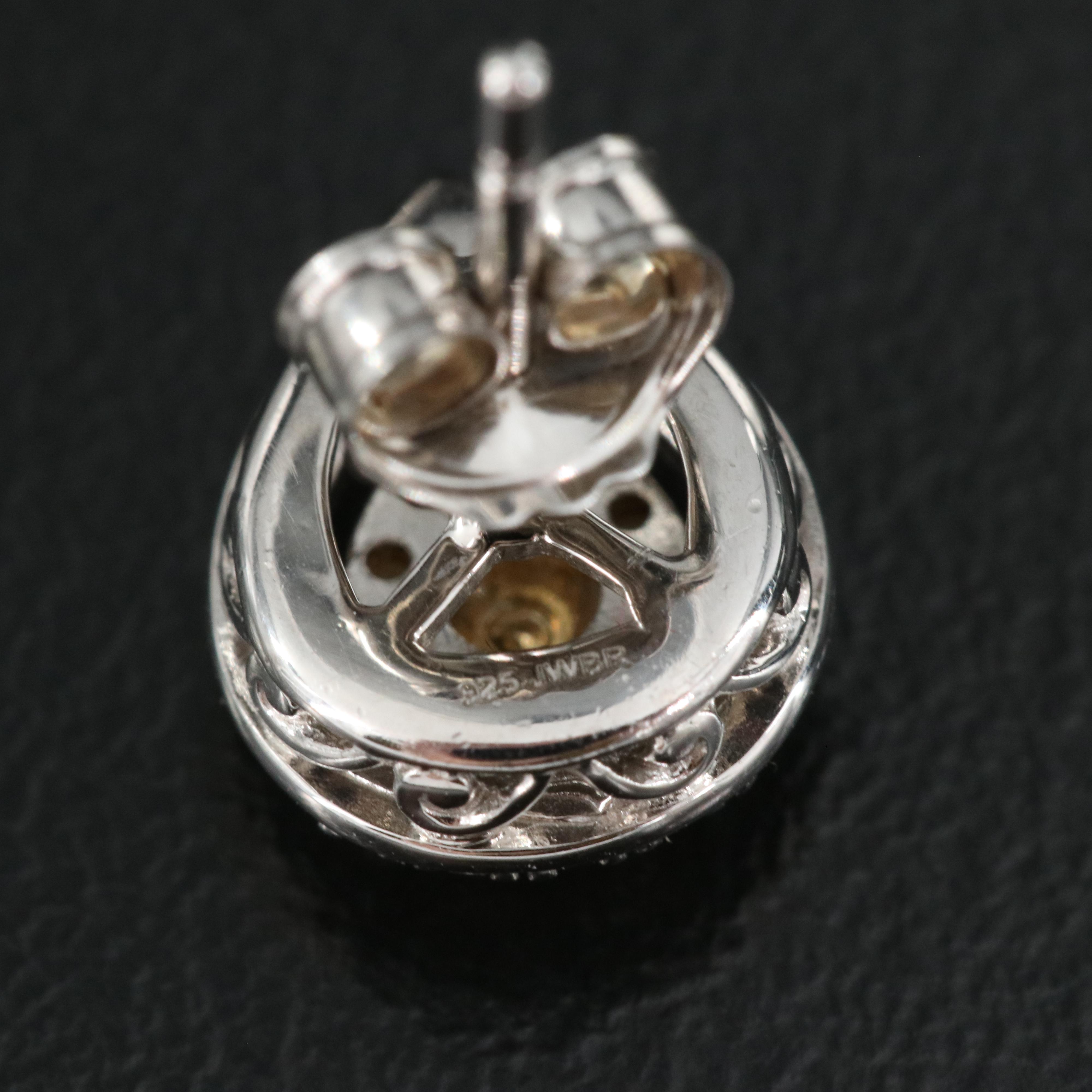 Sterling Diamond Teardrop Earrings