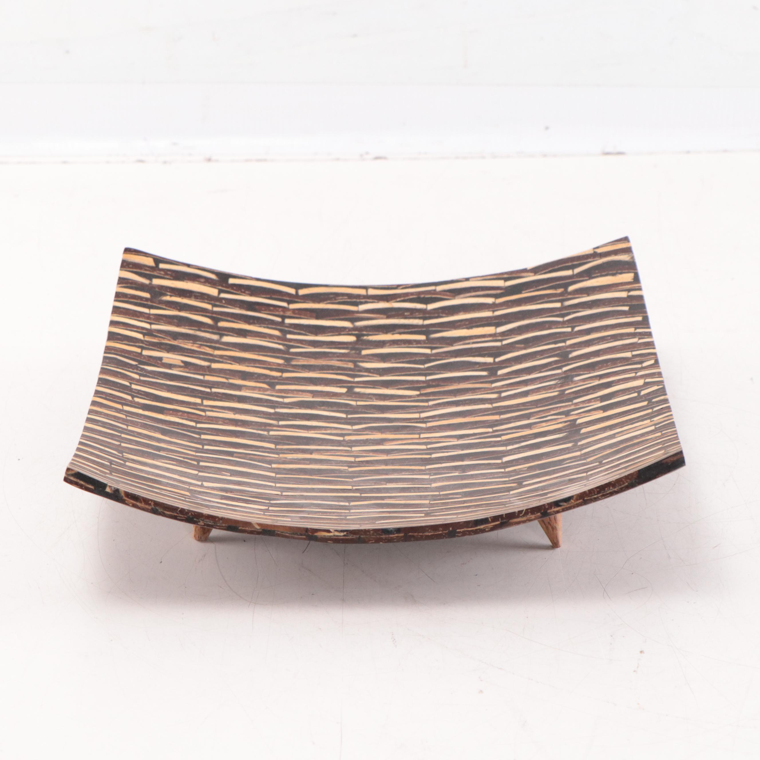Wooden Inlaid Footed Tray
