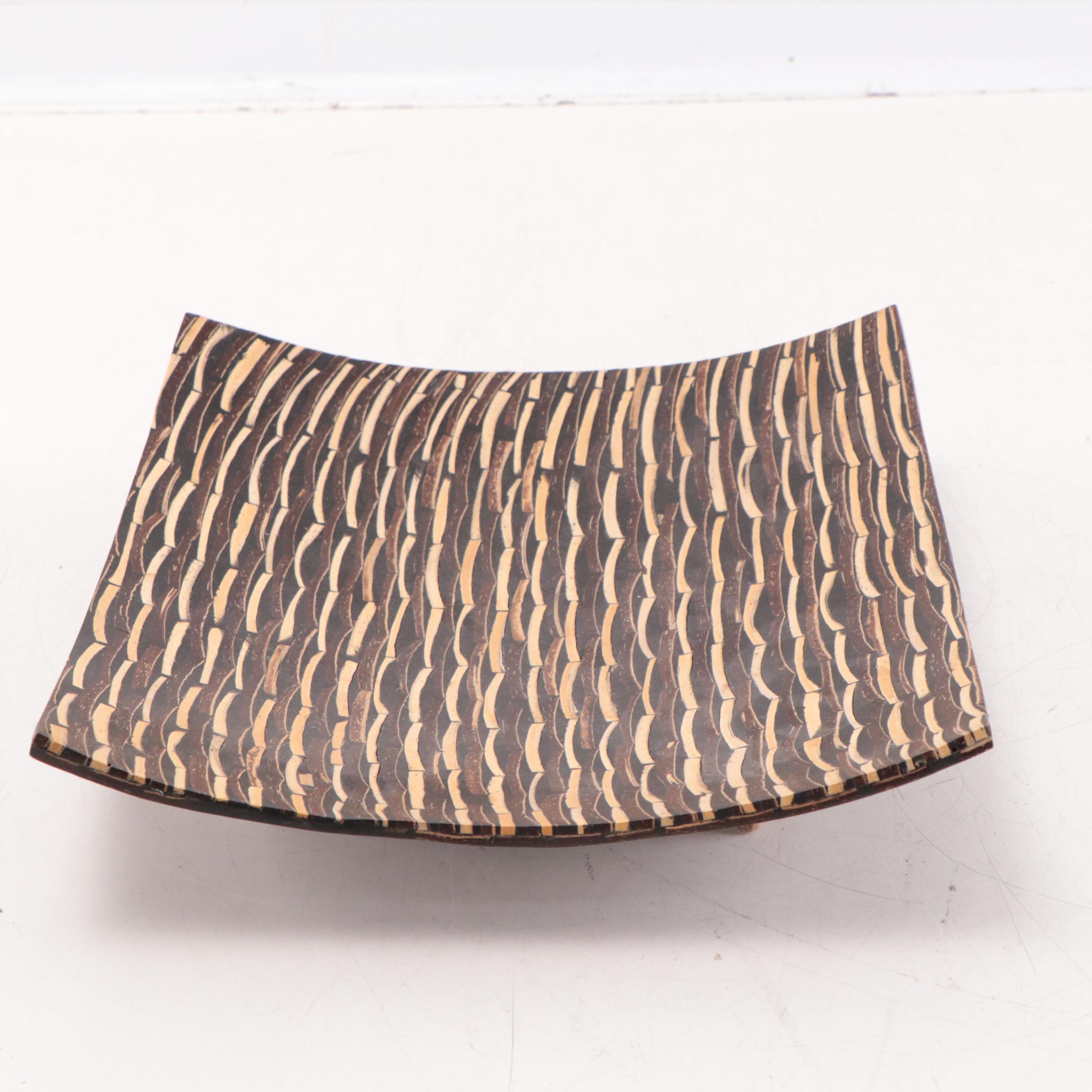 Wooden Inlaid Footed Tray