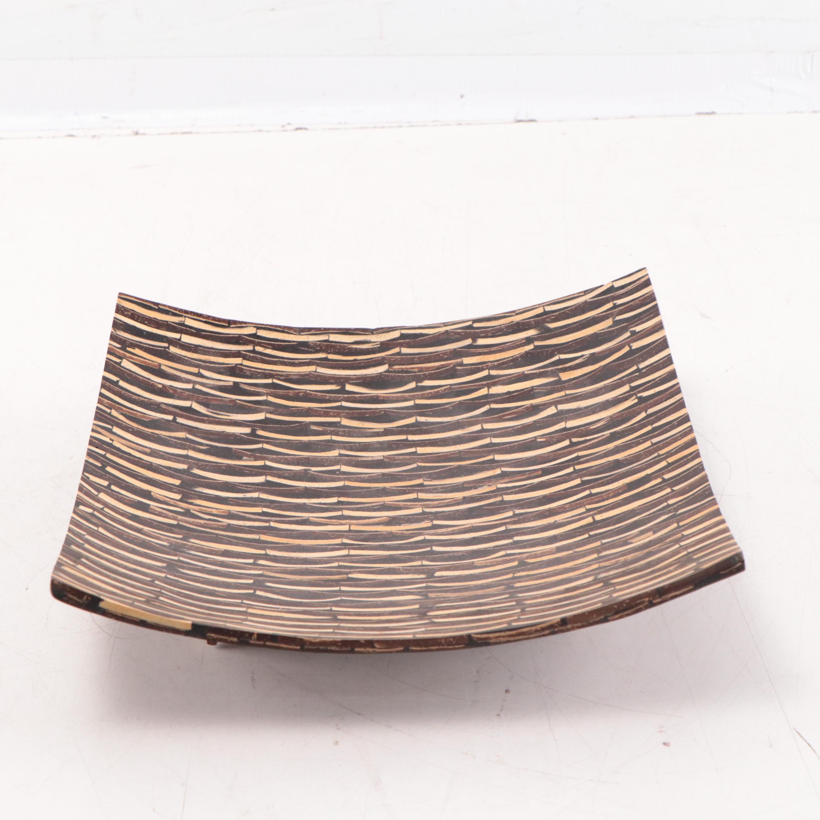Wooden Inlaid Footed Tray