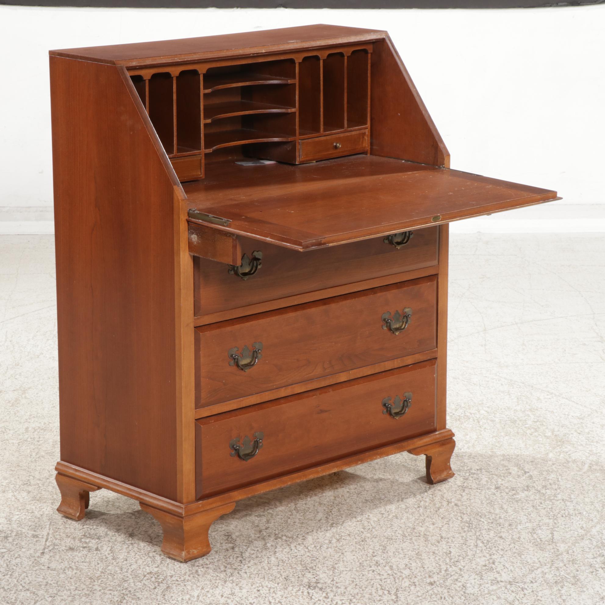 Maddox Colonial Reproductions Cherry Secretary Desk, 1970s