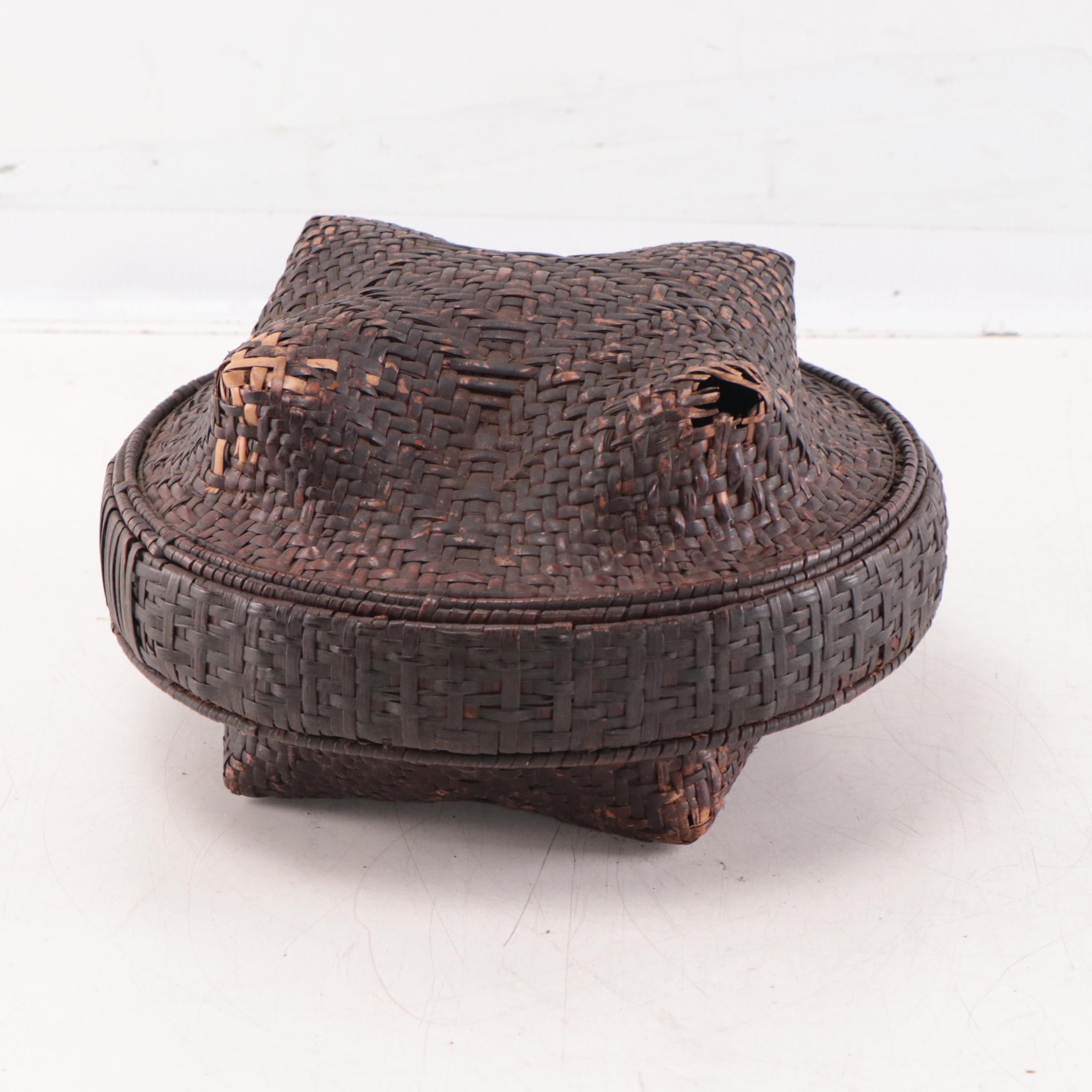 Congolese Kuba Hand Woven Food Storage Basket