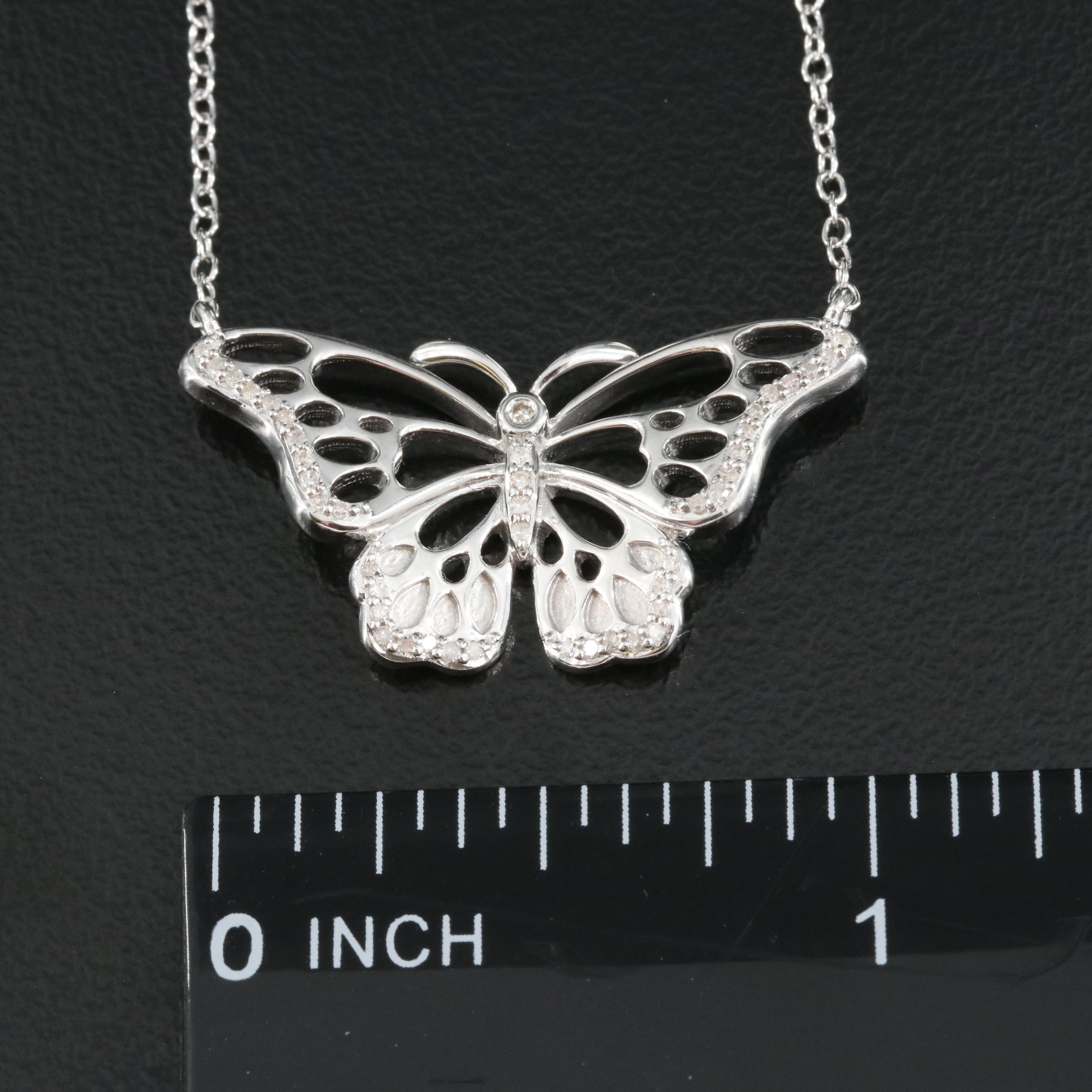Sterling Diamond Butterfly Necklace