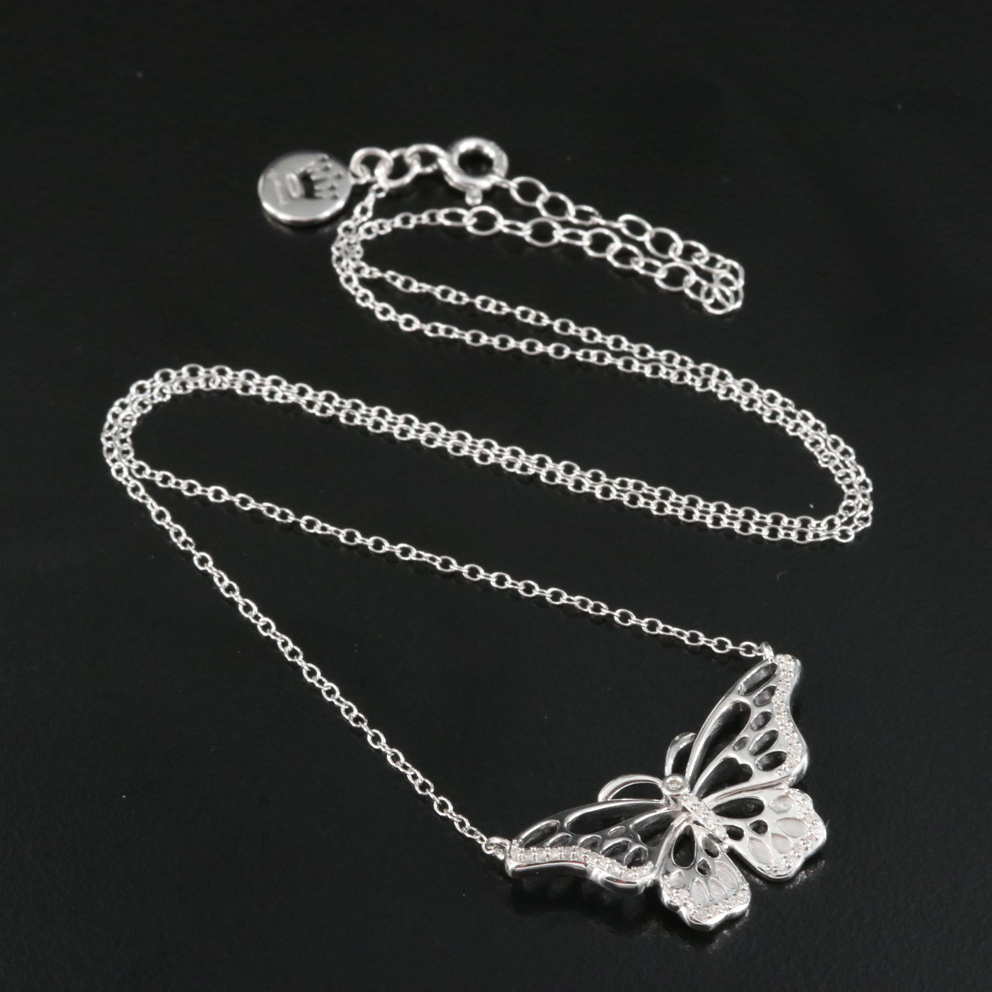Sterling Diamond Butterfly Necklace