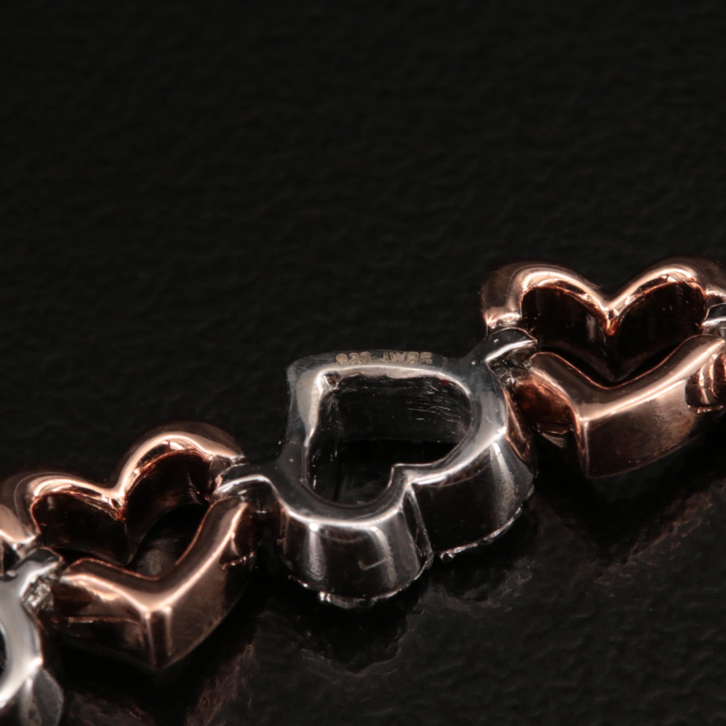 Sterling Diamond Heart Bolo Bracelet