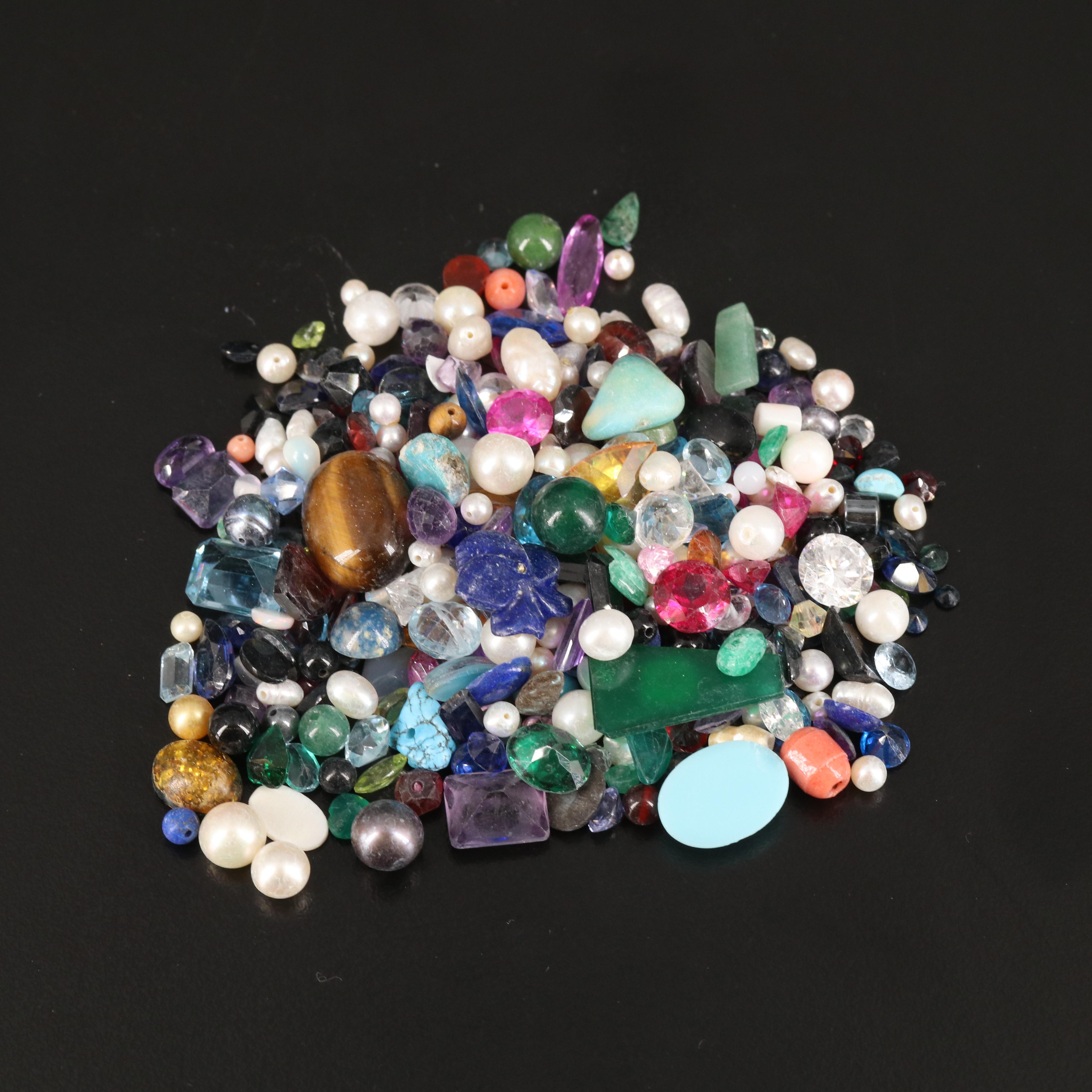 Loose Coral, Topaz and Tiger's Eye Quartz