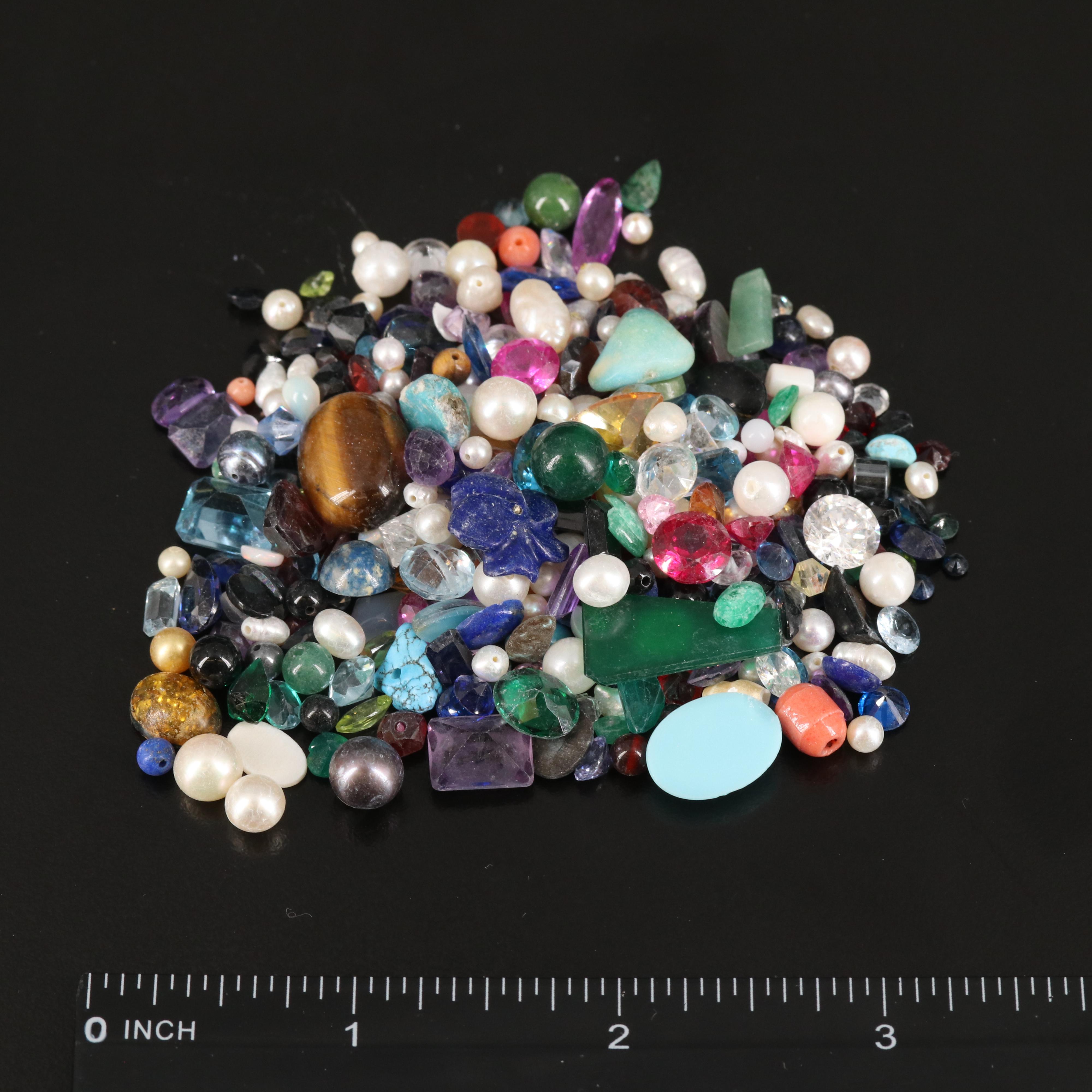 Loose Coral, Topaz and Tiger's Eye Quartz