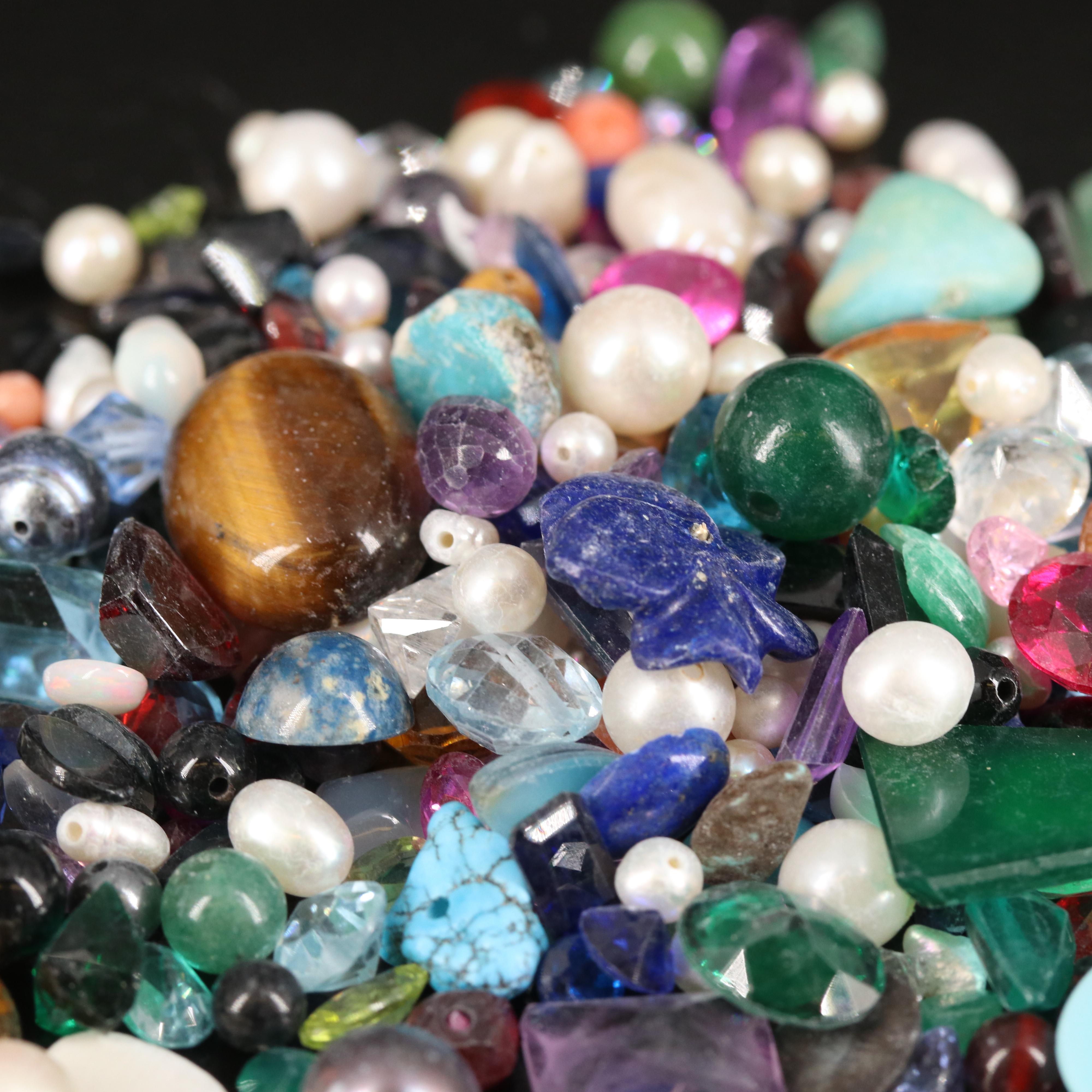 Loose Coral, Topaz and Tiger's Eye Quartz