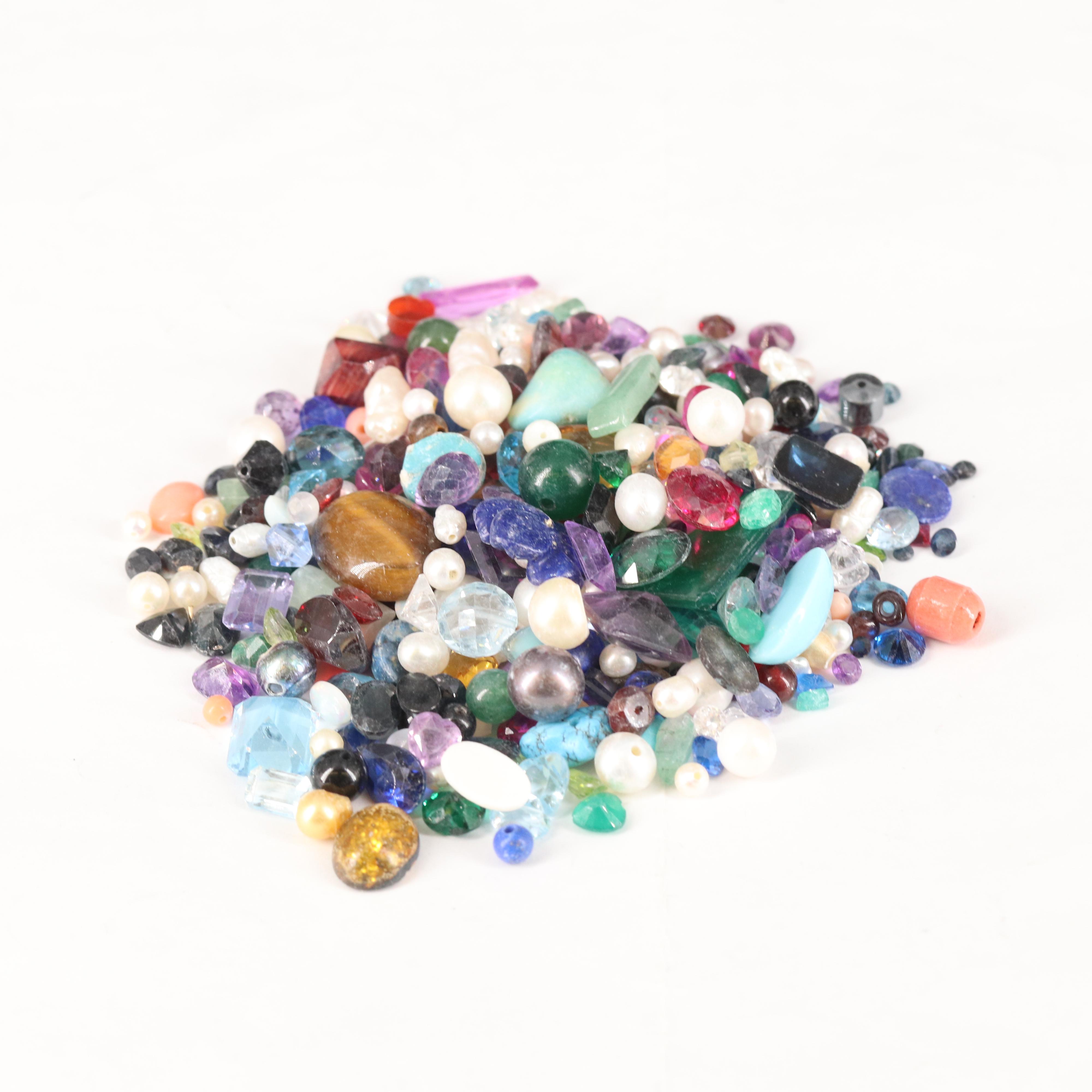 Loose Coral, Topaz and Tiger's Eye Quartz