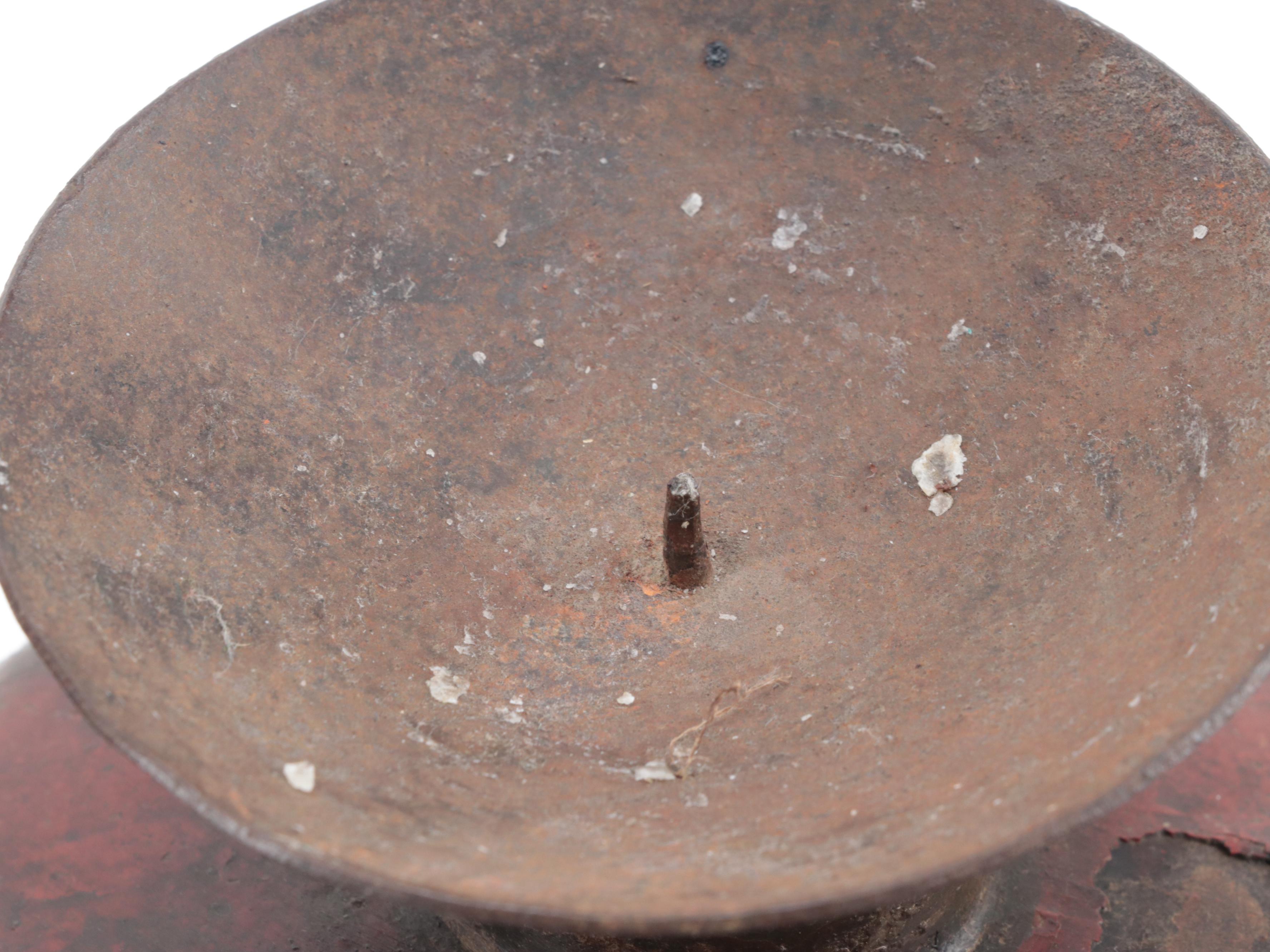 East Indian Turned Wood and Polychromed Candle Holders