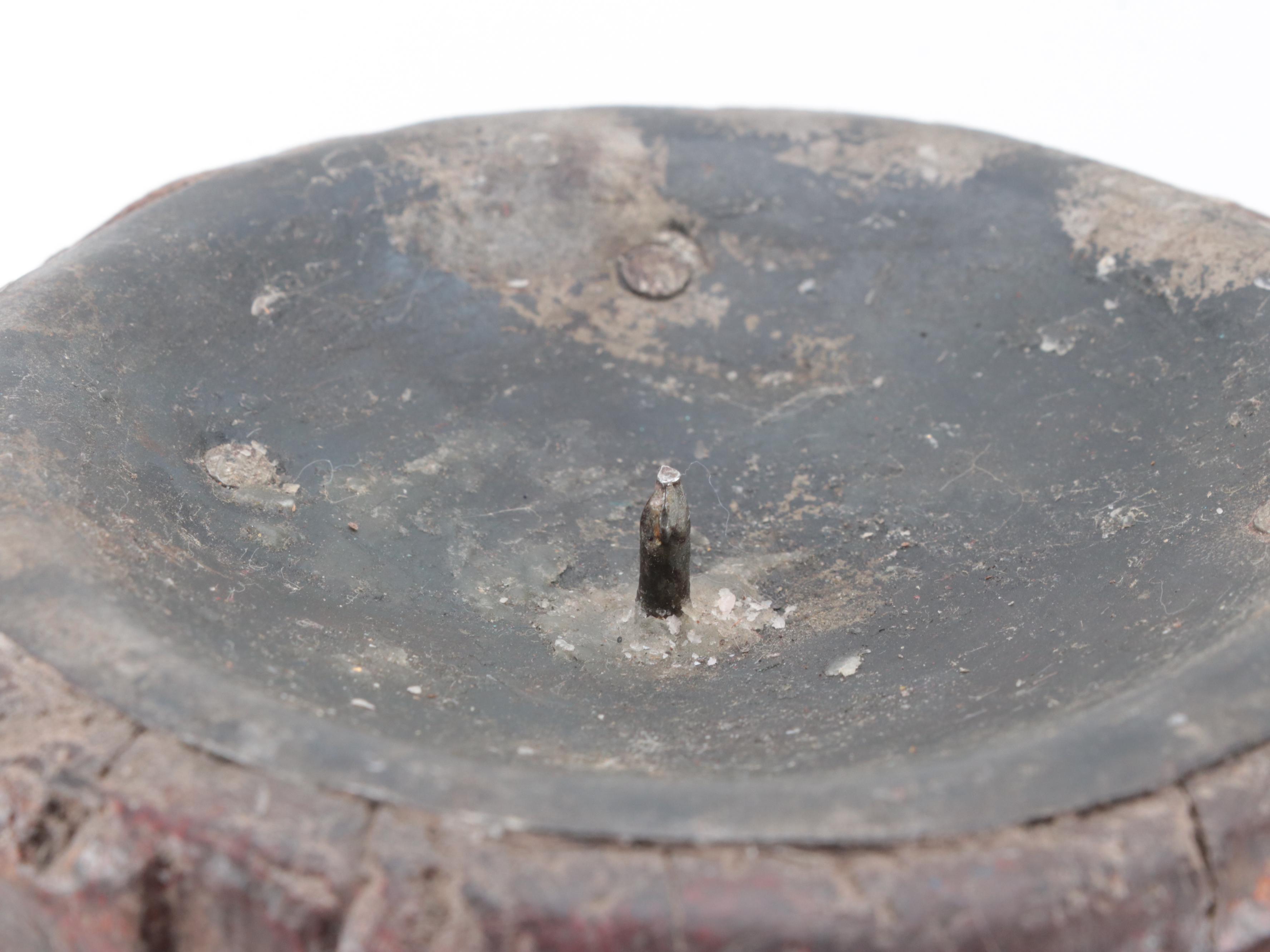 East Indian Turned Wood and Polychromed Candle Holders