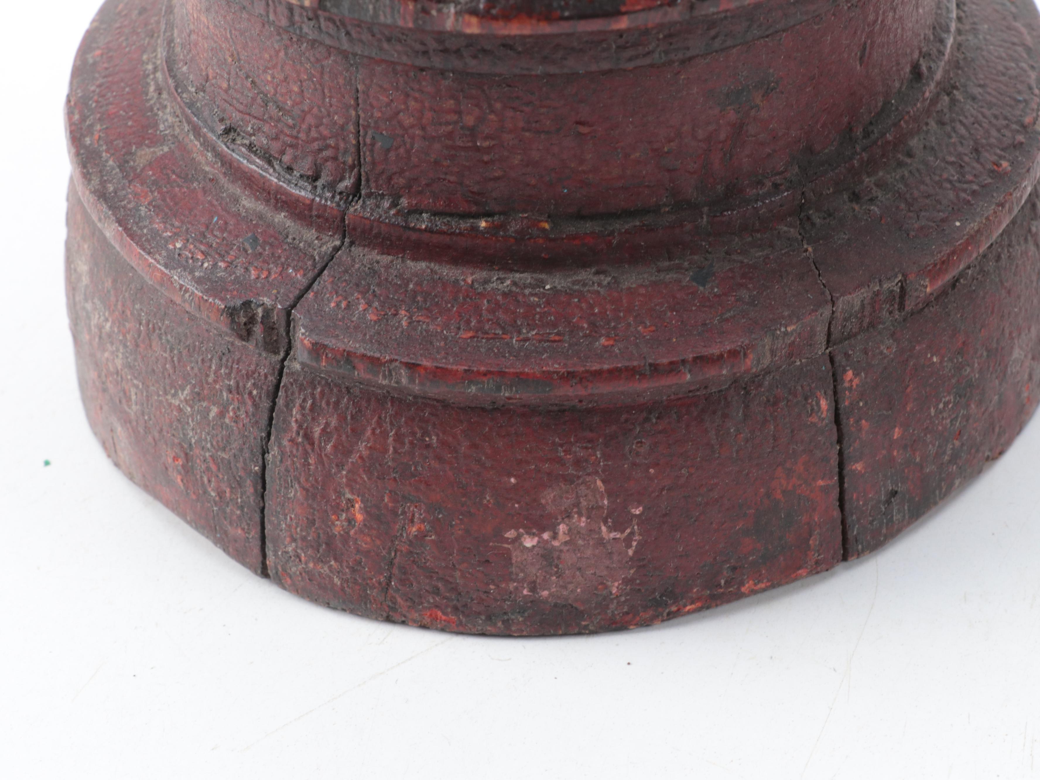 East Indian Turned Wood and Polychromed Candle Holders