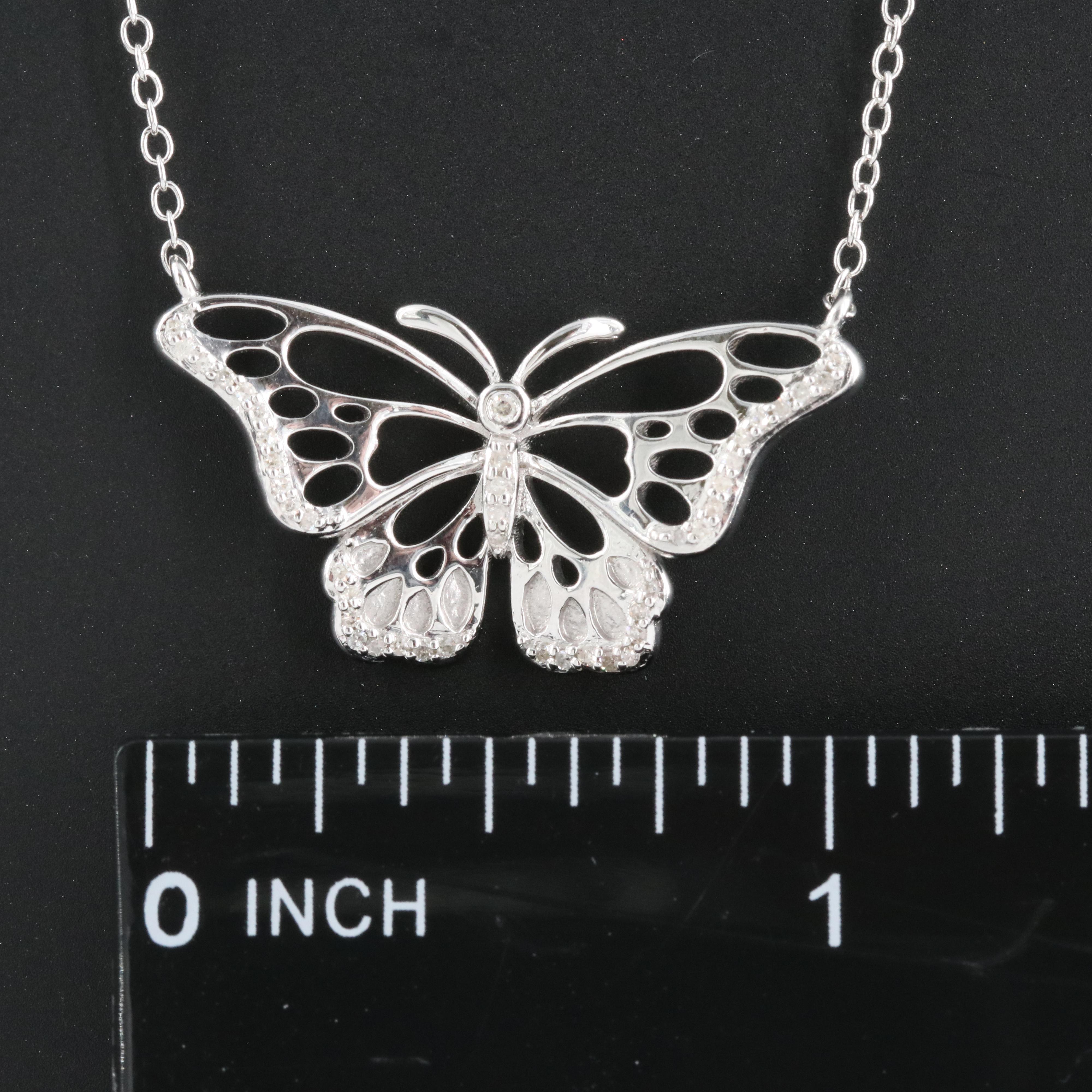Diamond Butterfly Necklace in Sterling
