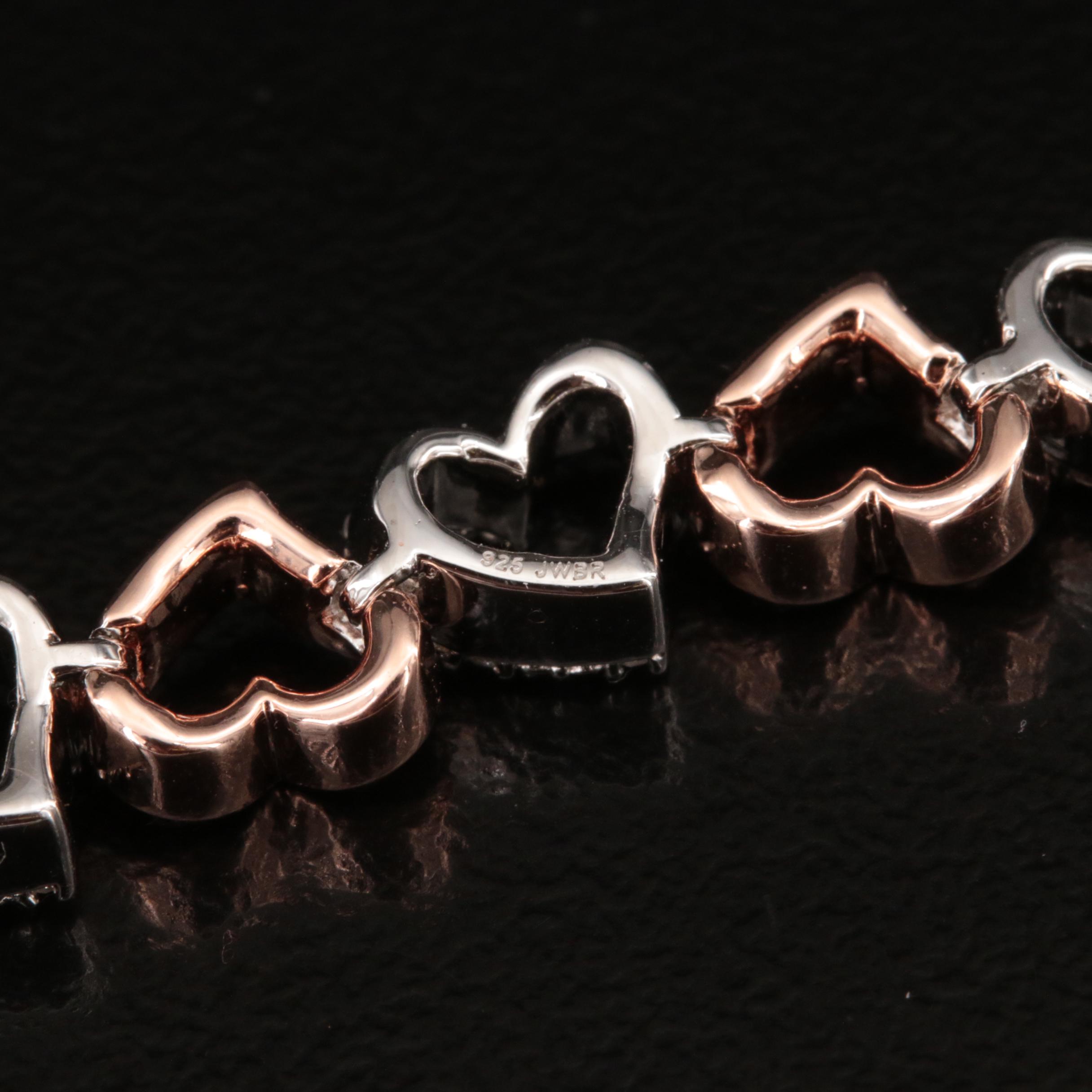 Two-Tone Sterling and Diamond Heart Bolo Bracelet