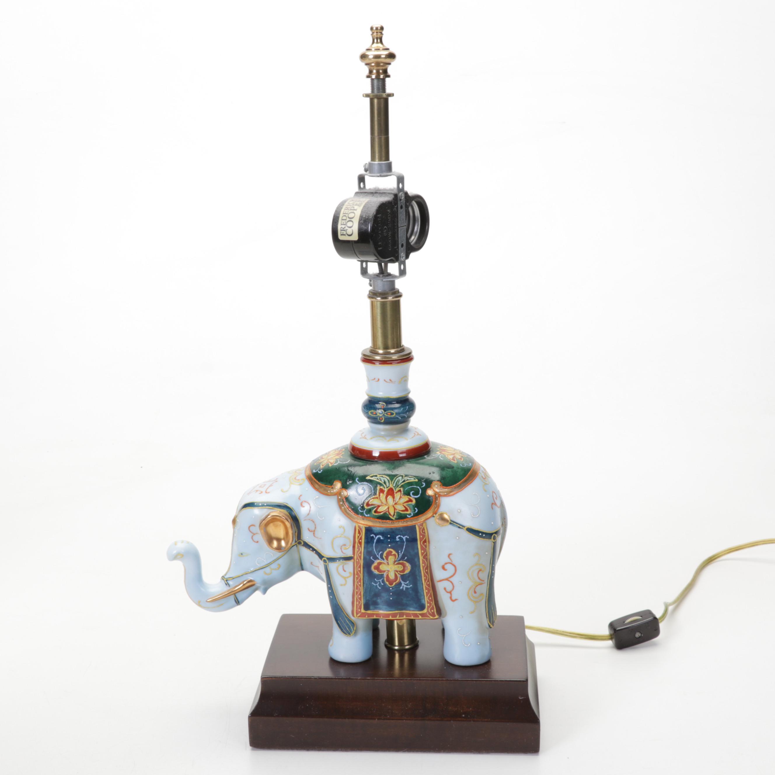 Frederick Cooper Elephant Lamp, Mottahedeh "Summer Fruit" Plates, & More