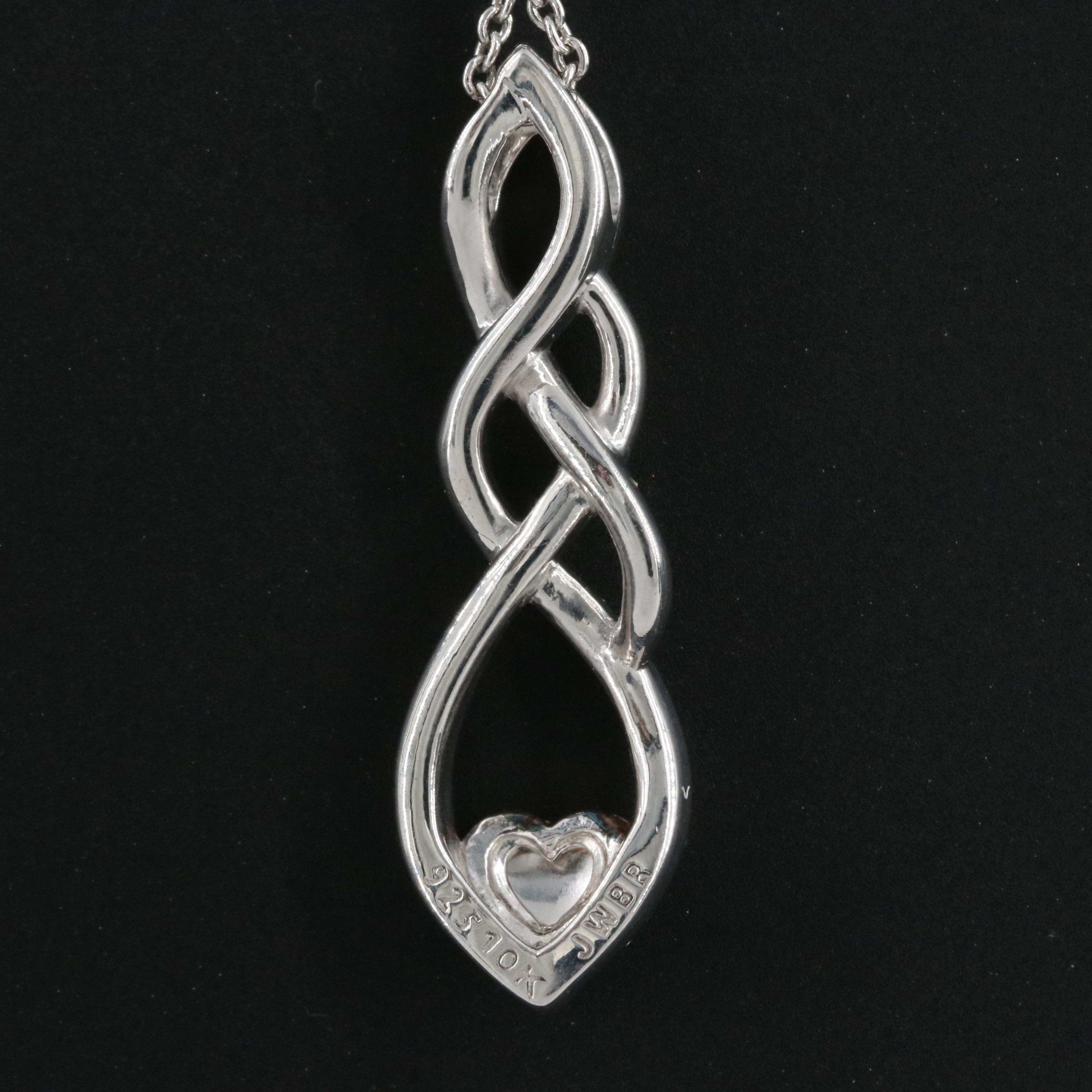 Diamond Heart Pendant Necklace in Sterling with 10K Rose Gold Accents