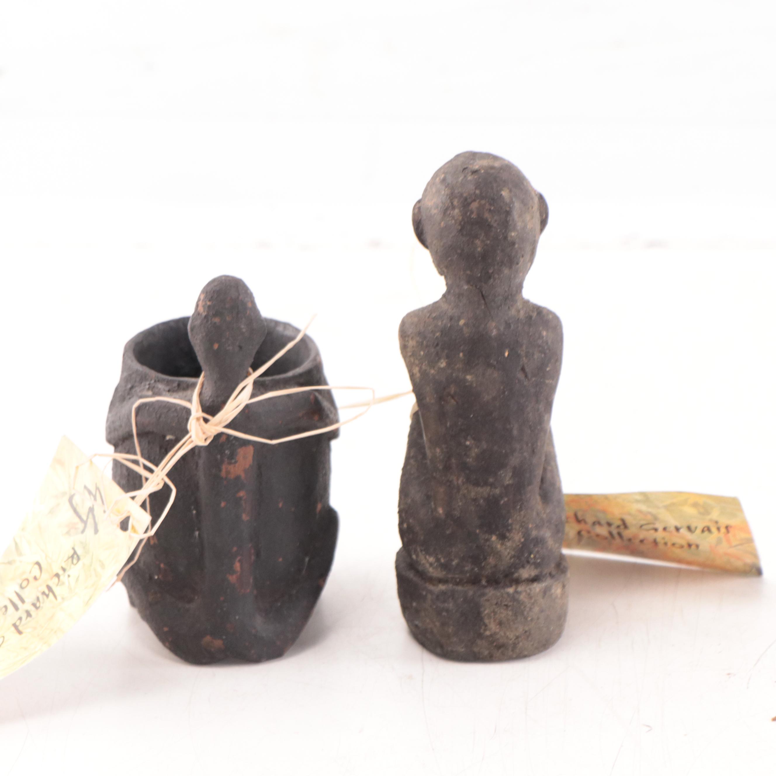 Ifuago Bulul Carved Wood Seated Bulol Figure and Seated Bulol Cup