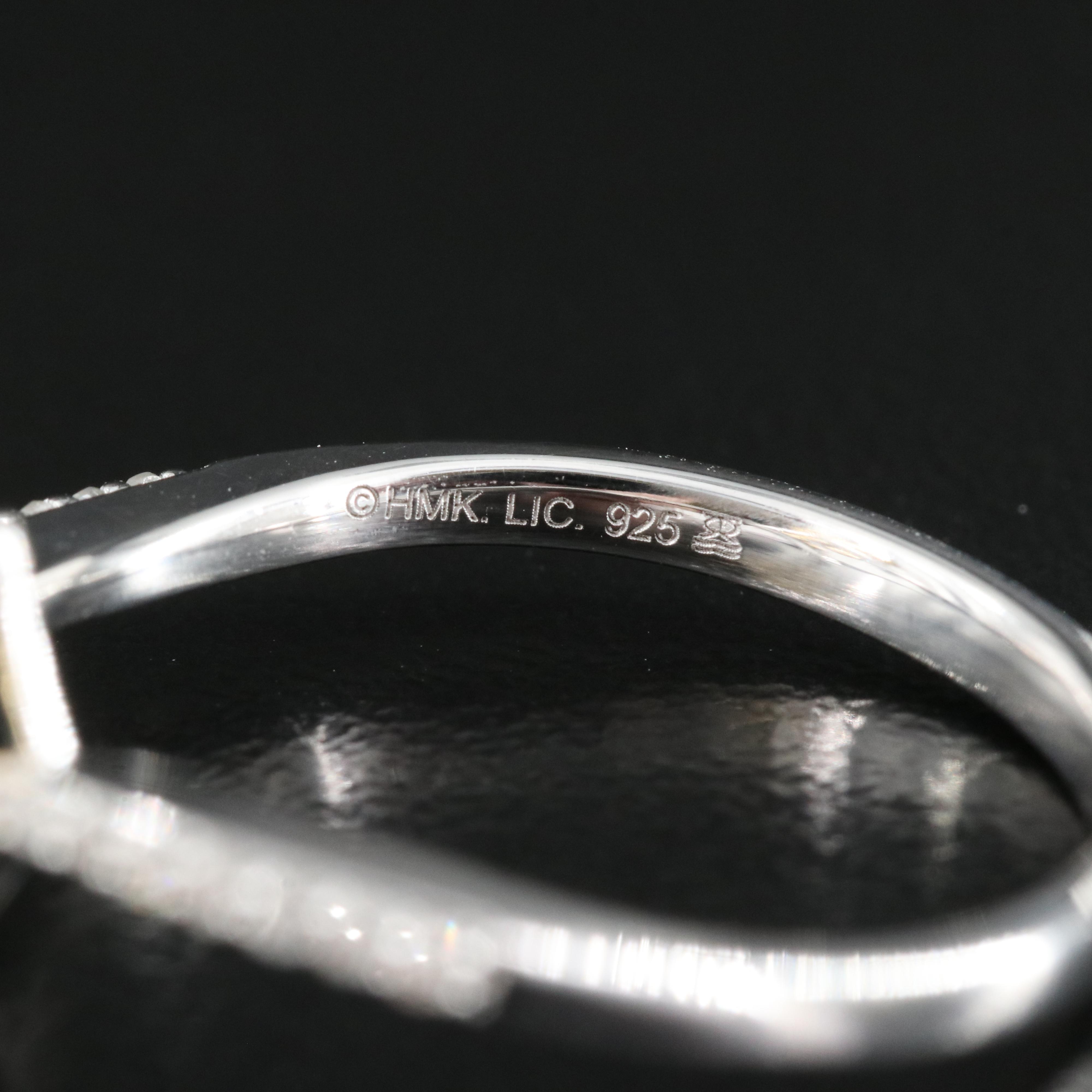 Sterling Diamond Flower Bypass Ring