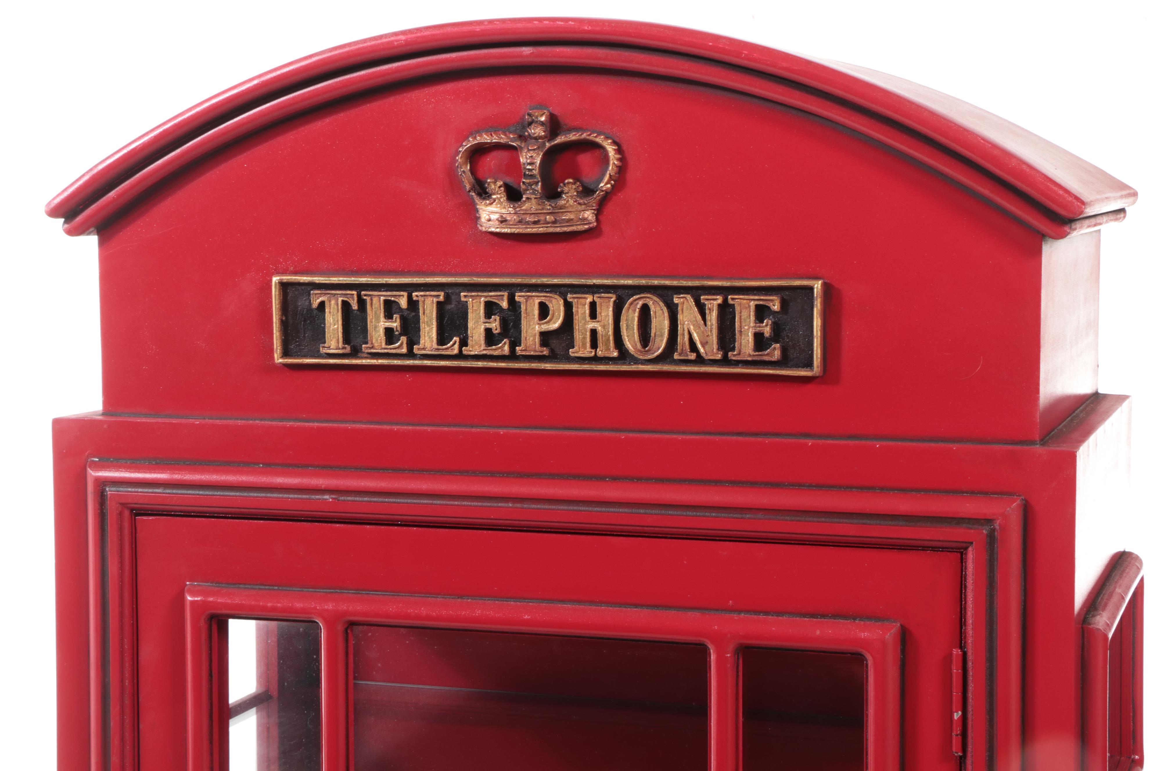 British Telephone Booth-Form Illuminated Display Cabinet