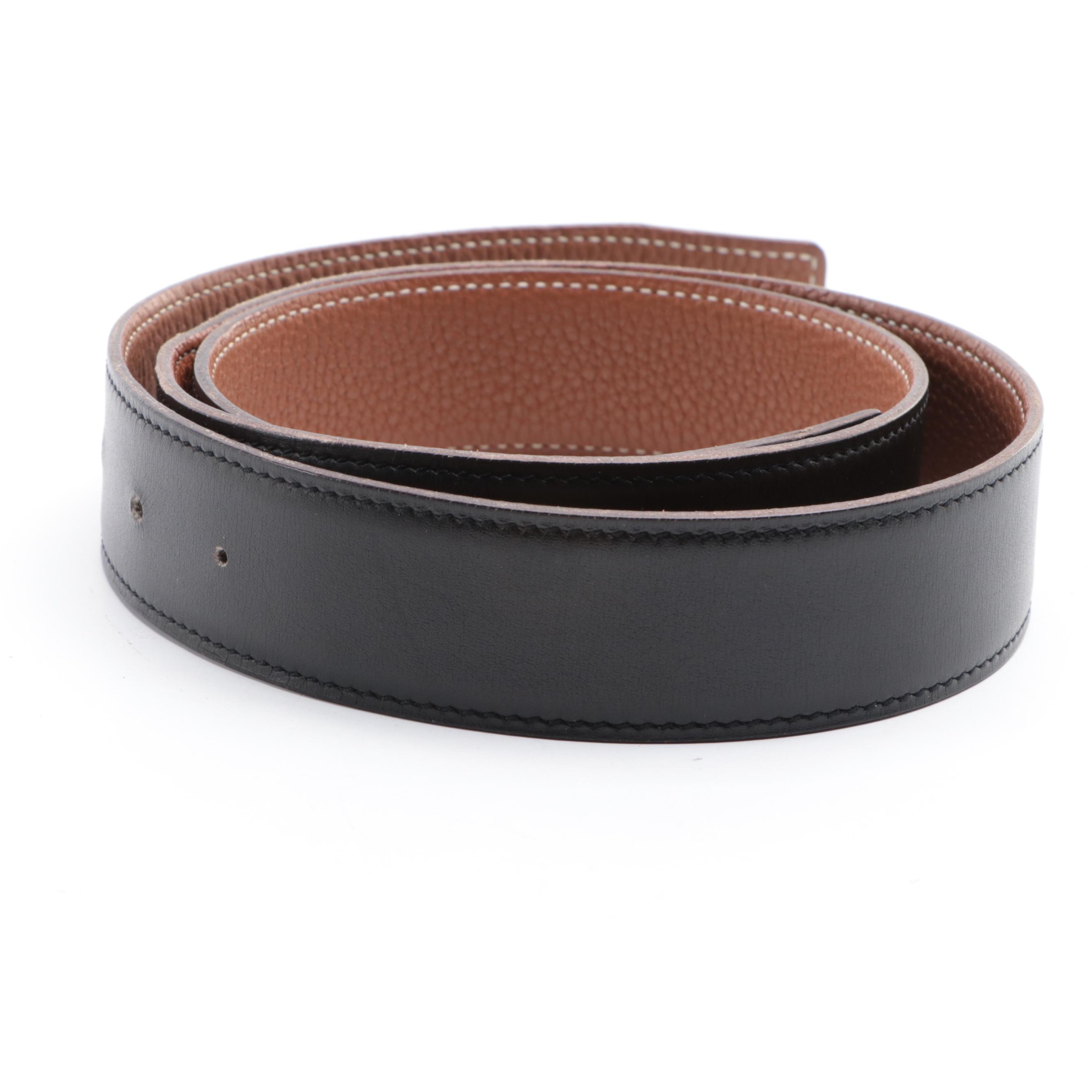 Hermès  Reversible 32mm Belt Strap in Box Calf and Togo Leather