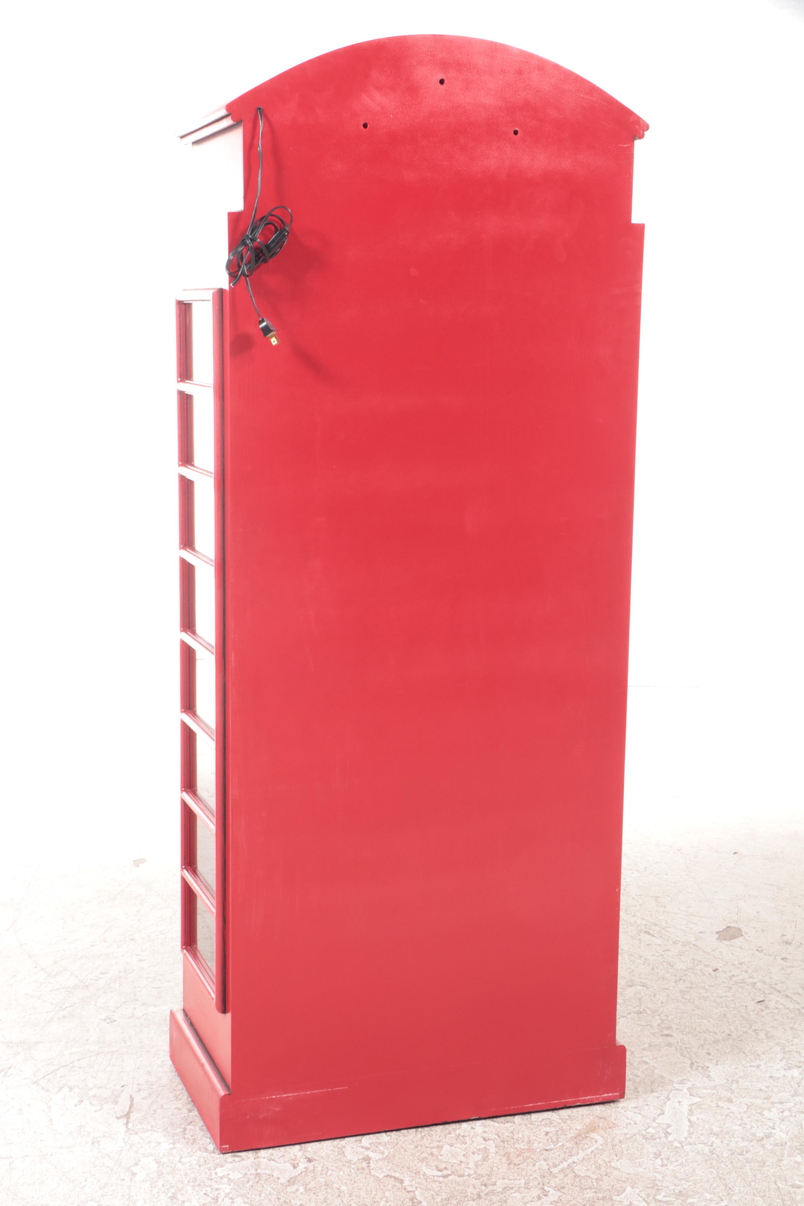 British Telephone Booth-Form Illuminated Display Cabinet