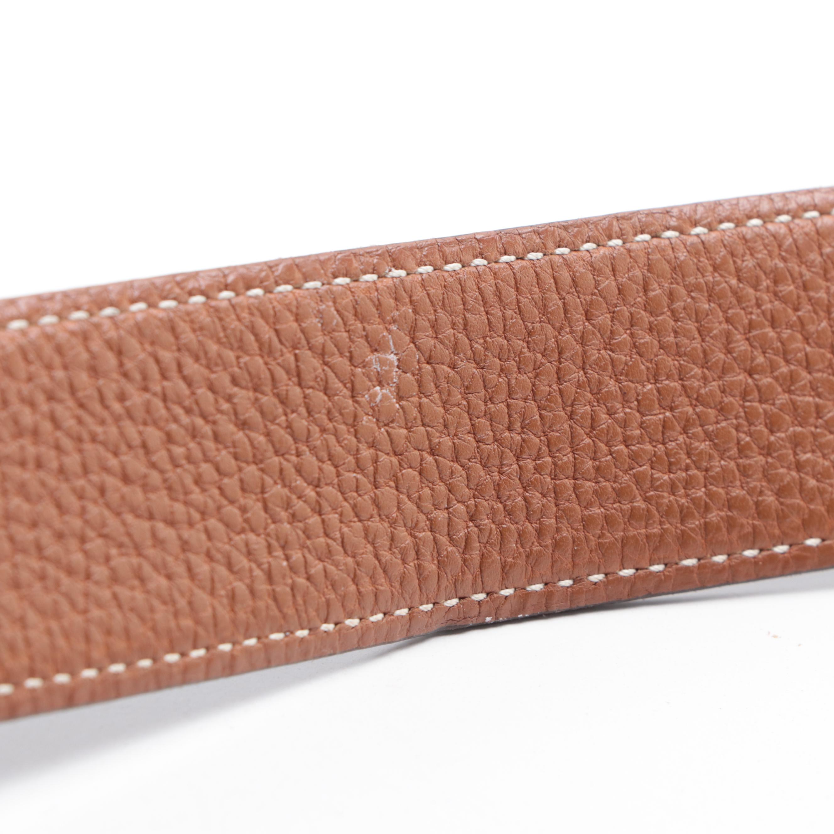 Hermès  Reversible 32mm Belt Strap in Box Calf and Togo Leather