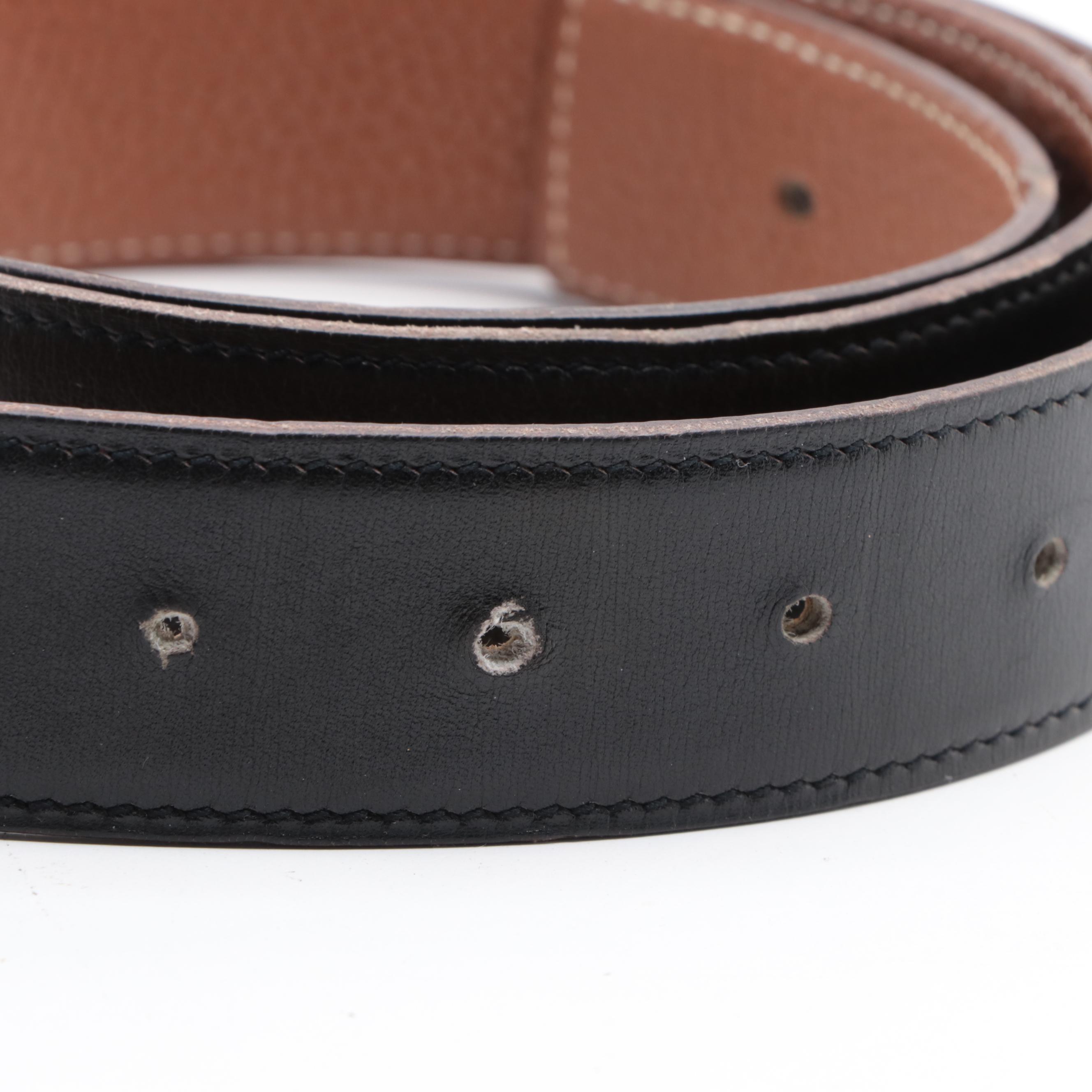 Hermès  Reversible 32mm Belt Strap in Box Calf and Togo Leather