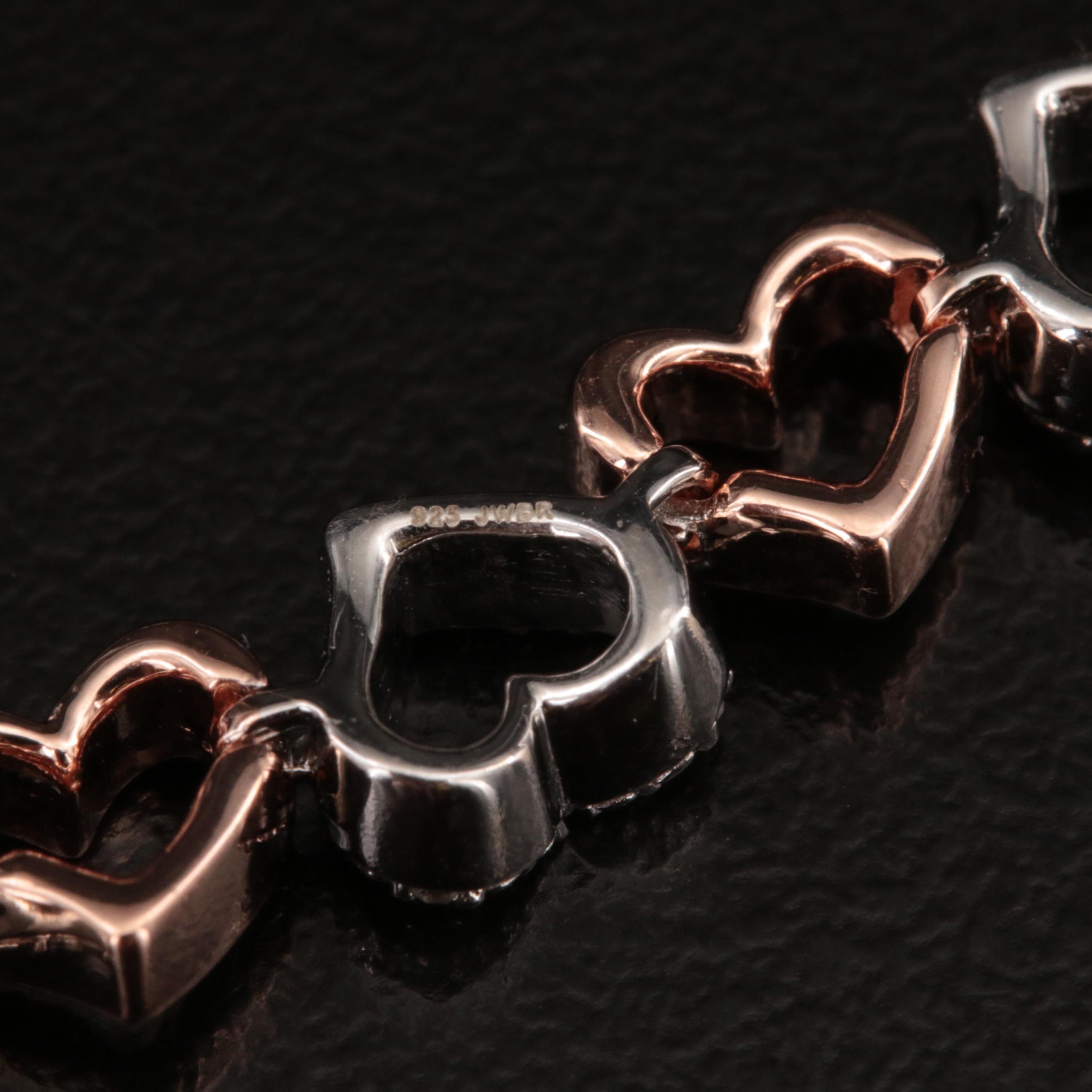 Two-Tone Sterling and Diamond Heart Bolo Bracelet