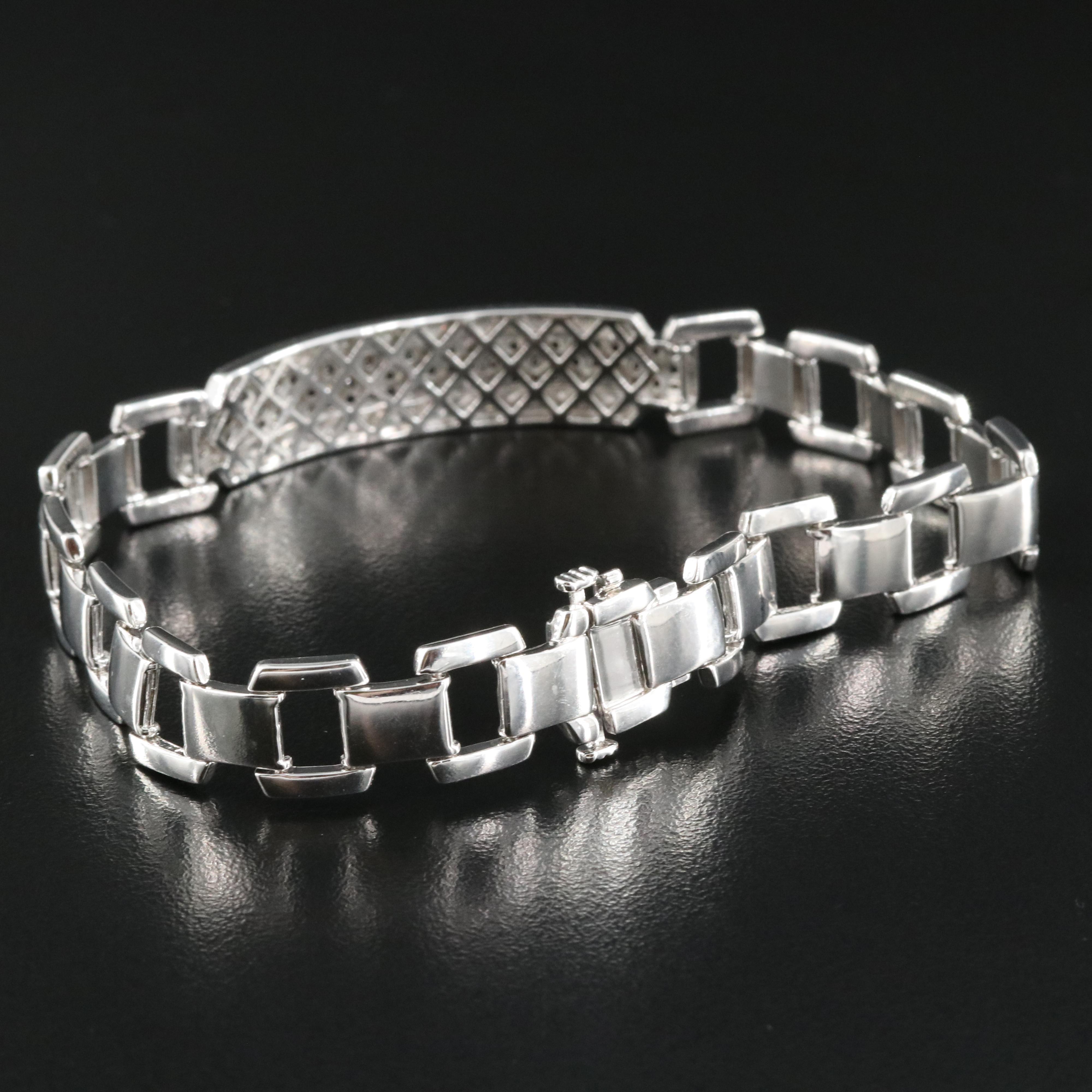 Sterling 1.02 CTW Diamond Identification Bracelet