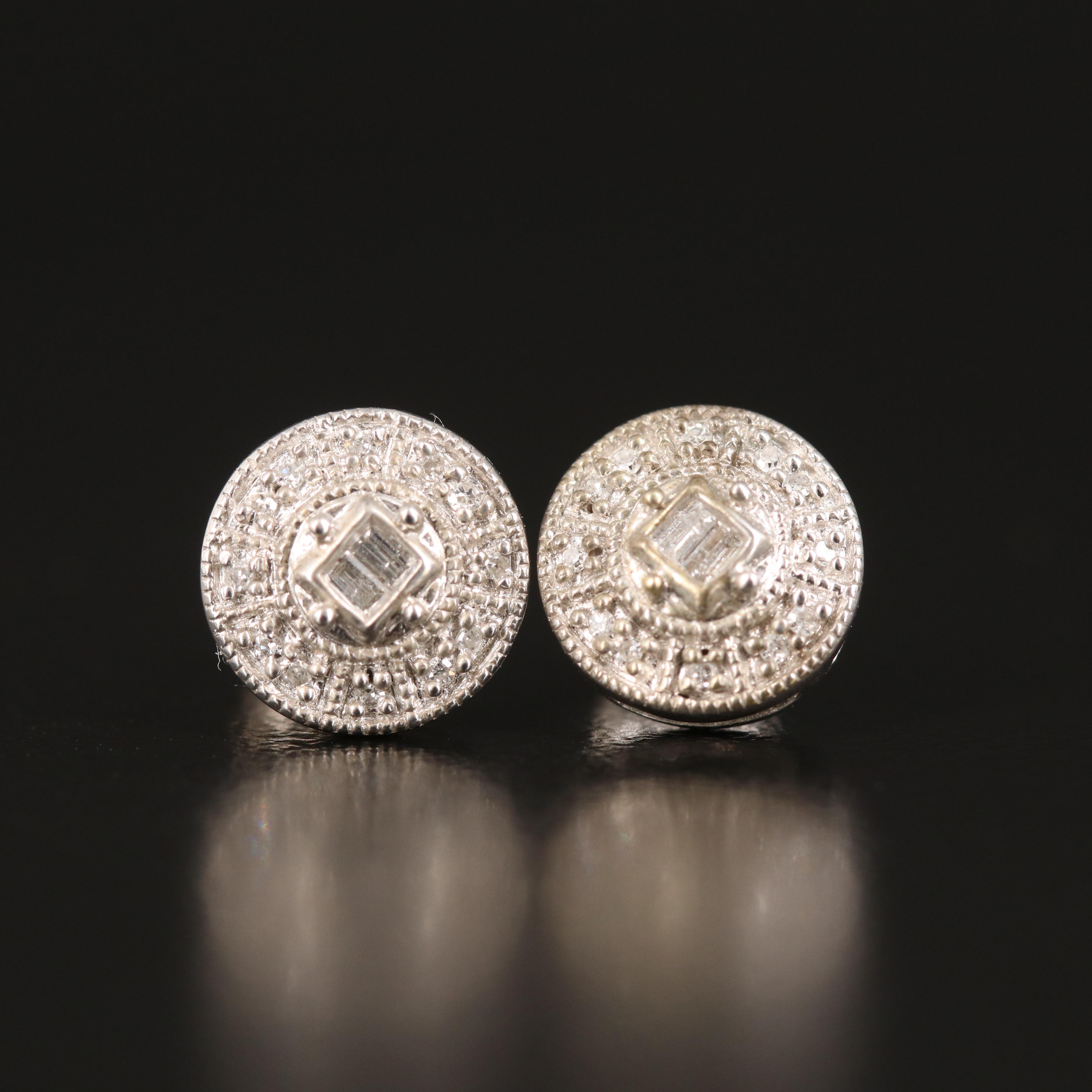Sterling Diamond Stud Earrings