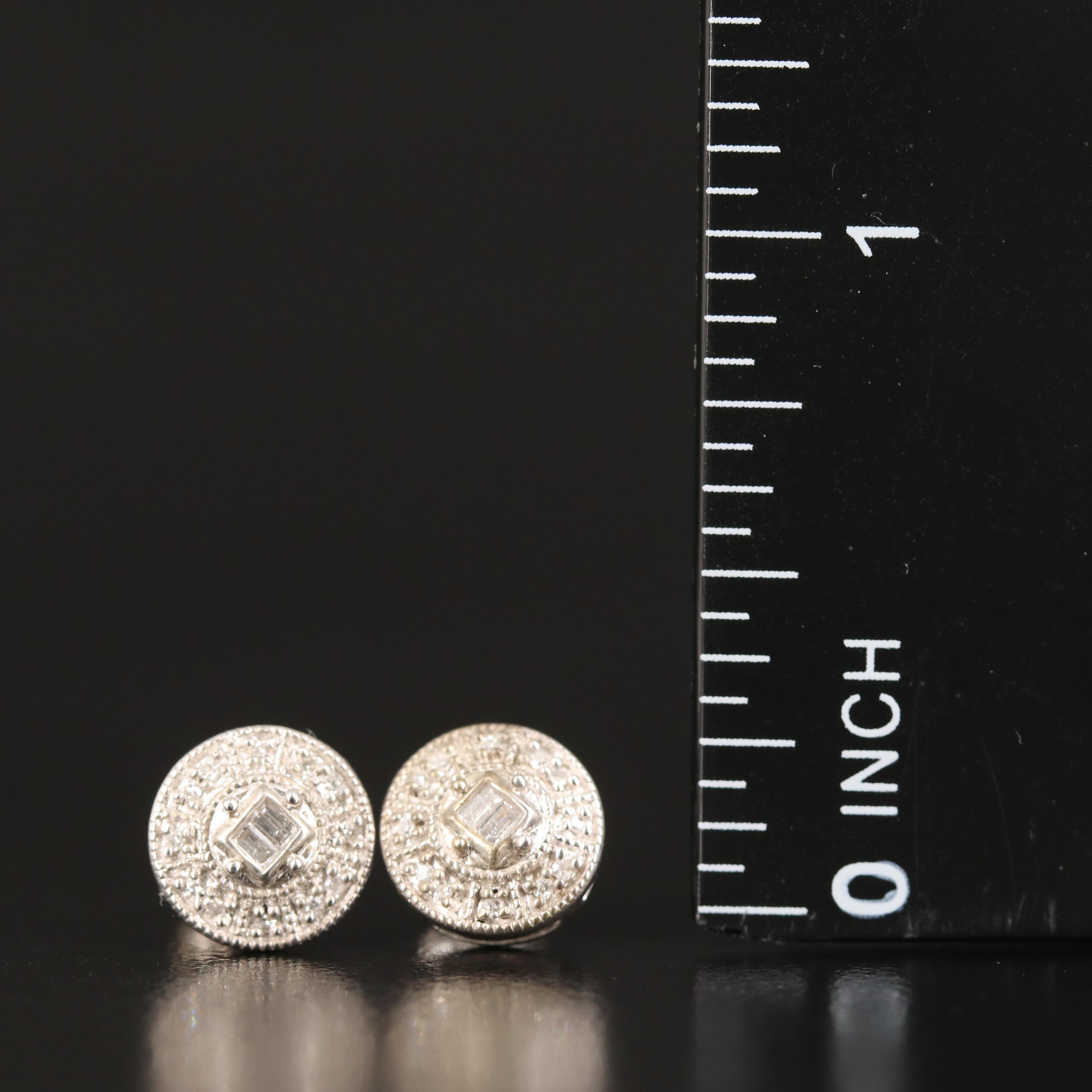 Sterling Diamond Stud Earrings
