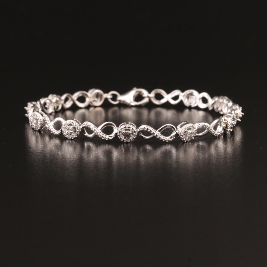 Sterling Diamond Infinity Link Bracelet