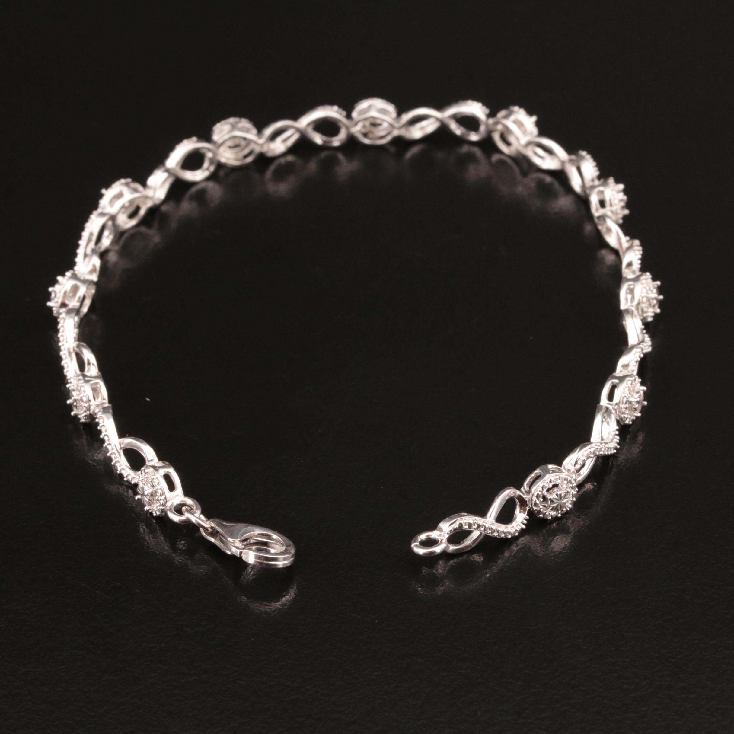 Sterling Diamond Infinity Link Bracelet