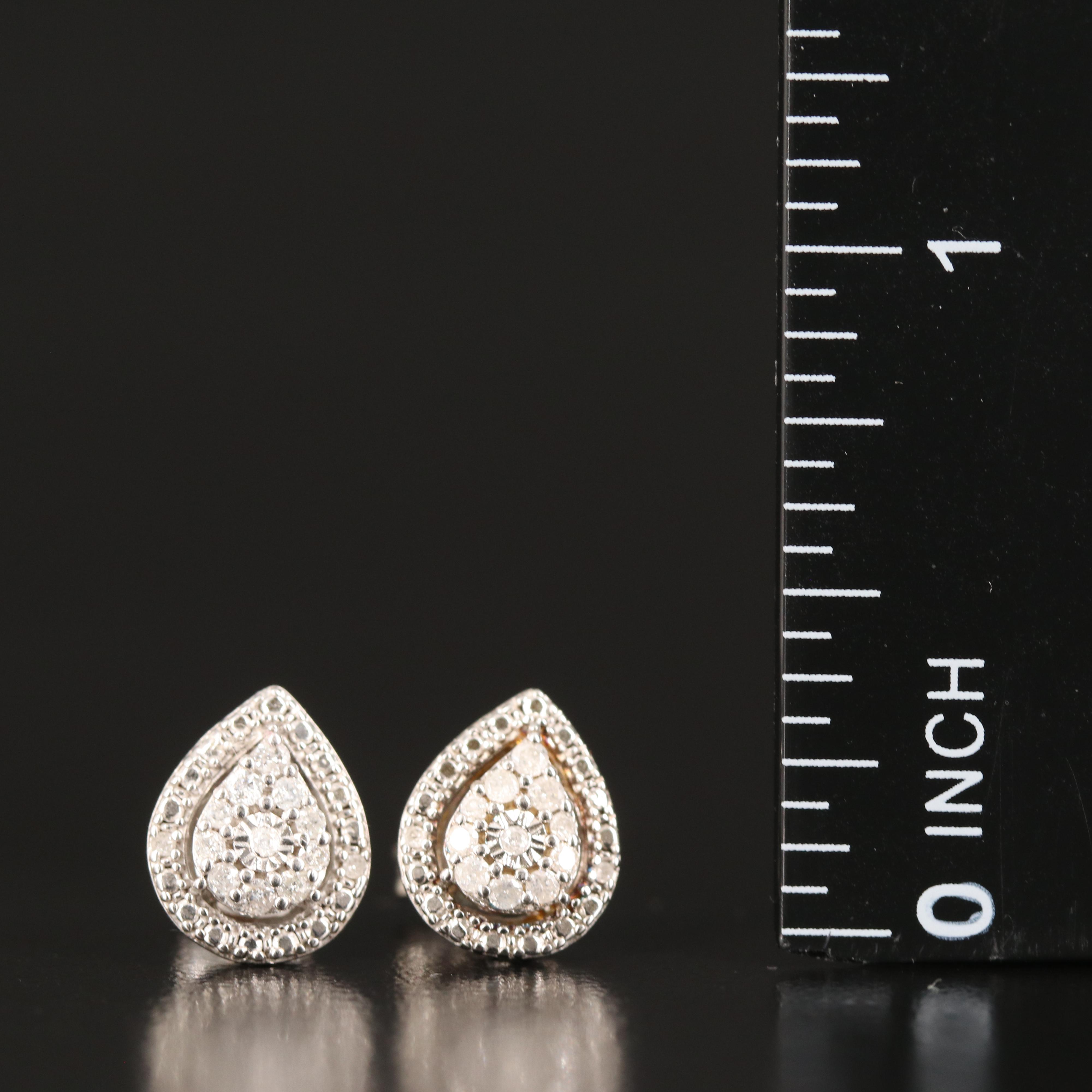Sterling Diamond Teardrop Earrings