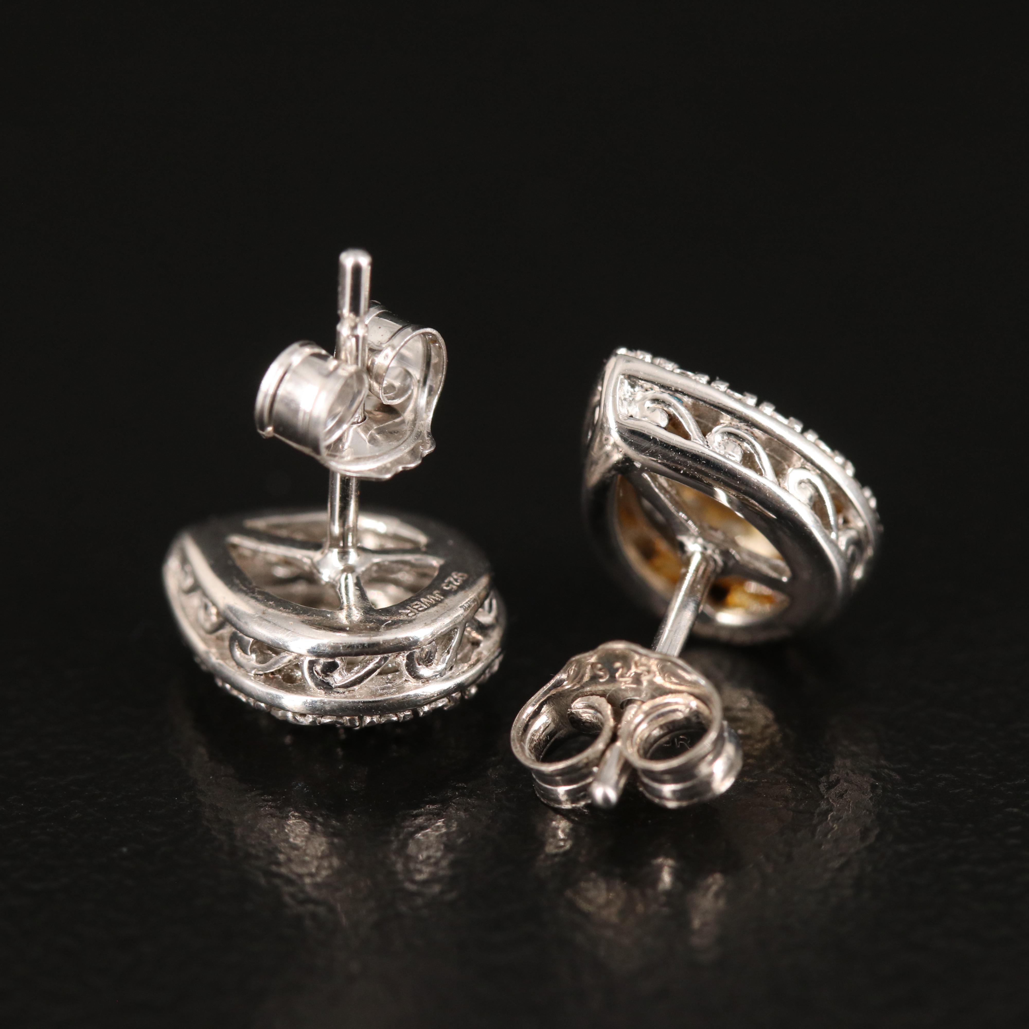 Sterling Diamond Teardrop Earrings