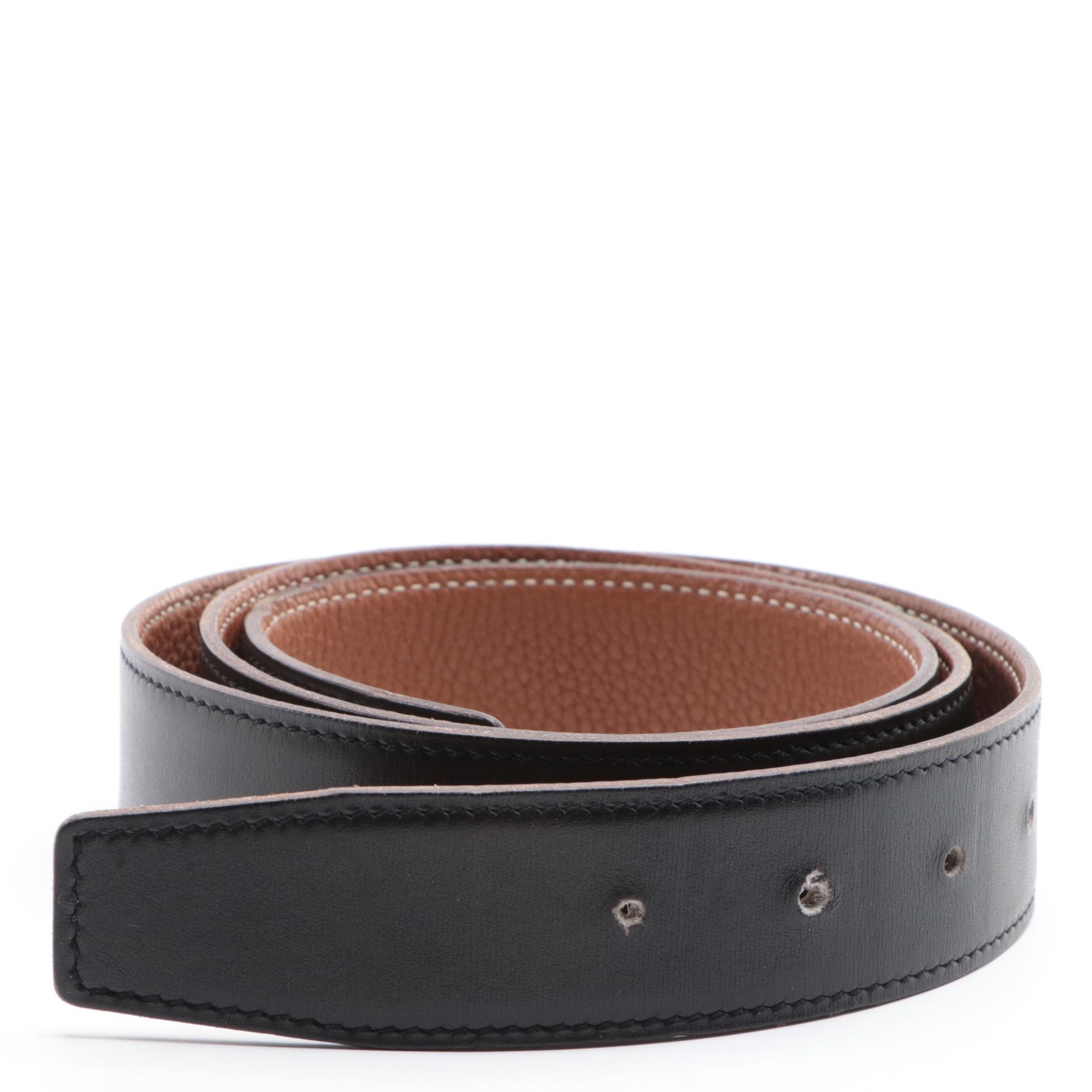 Hermès  Reversible 32mm Belt Strap in Box Calf and Togo Leather