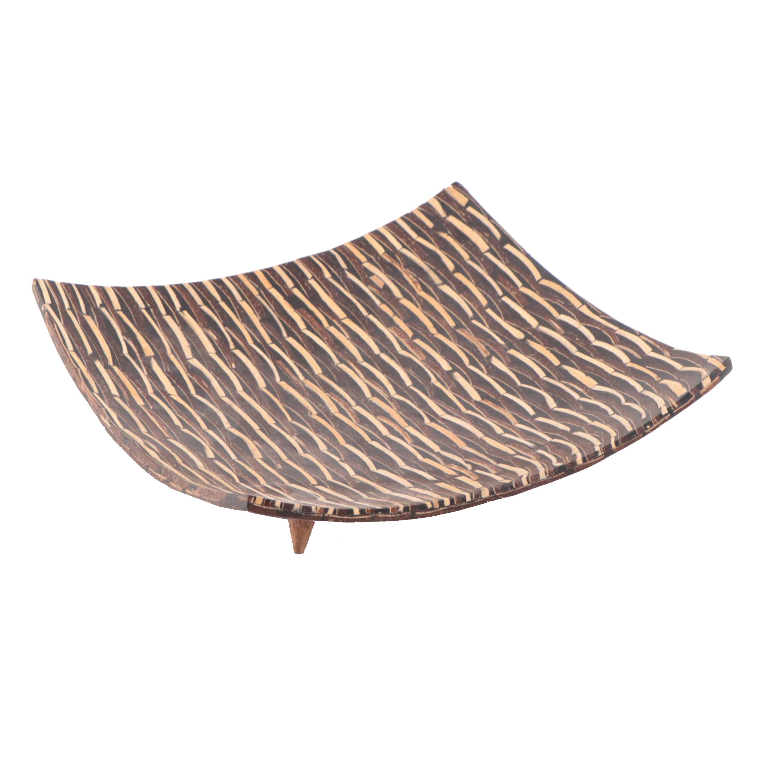 Wooden Inlaid Footed Tray