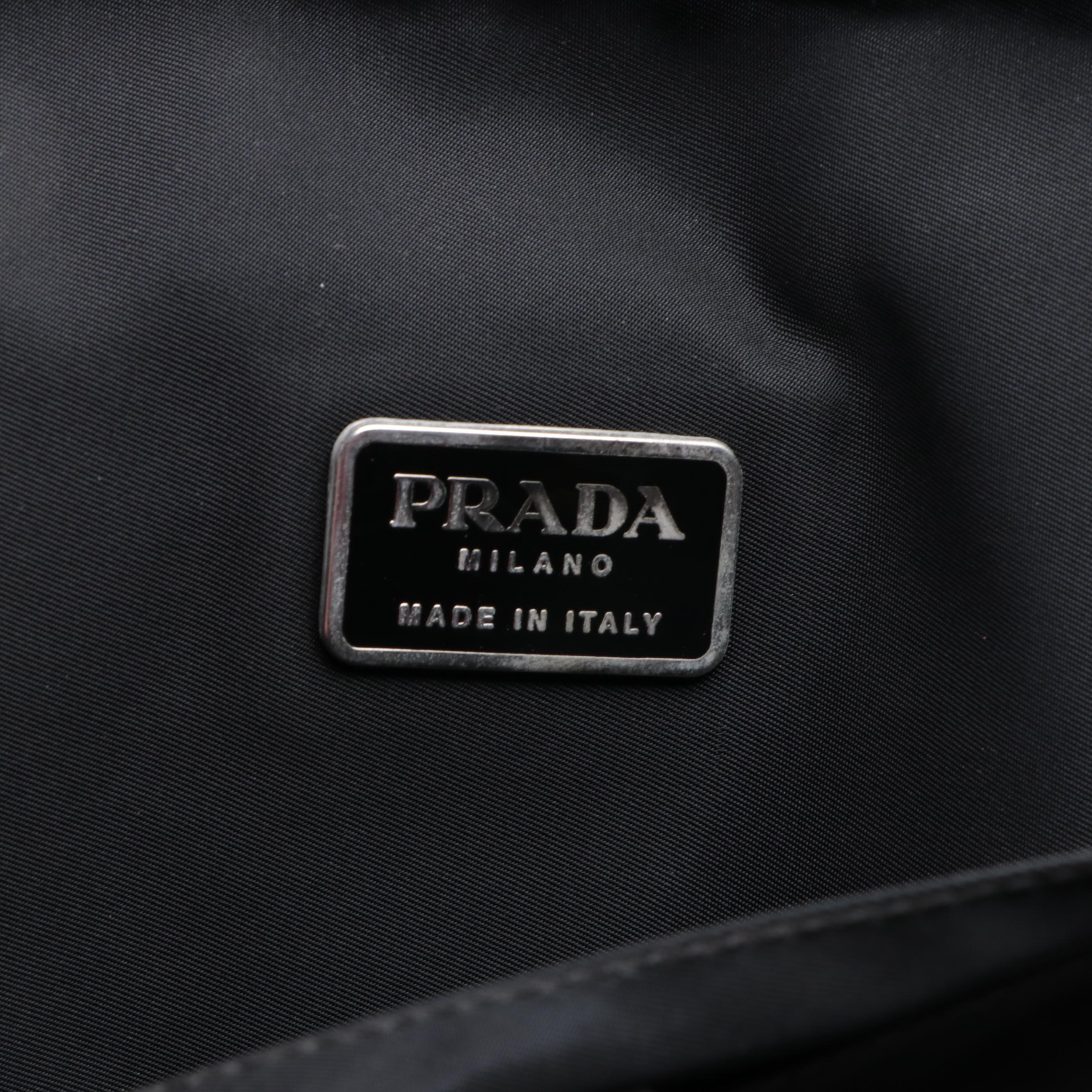 Prada Zip-Around Briefcase in Black Nylon Gabardine/Saffiano Leather w/Strap