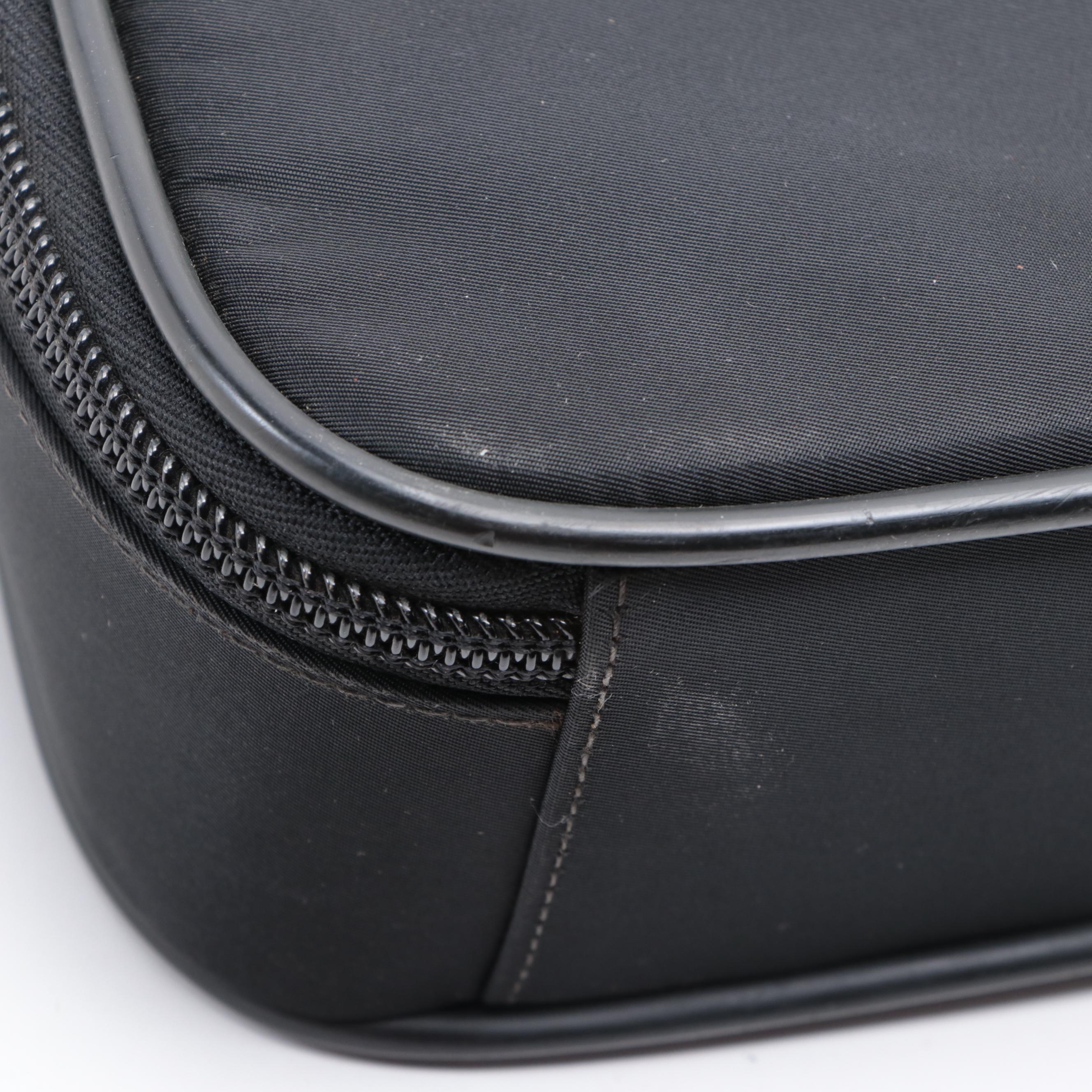 Prada Zip-Around Briefcase in Black Nylon Gabardine/Saffiano Leather w/Strap