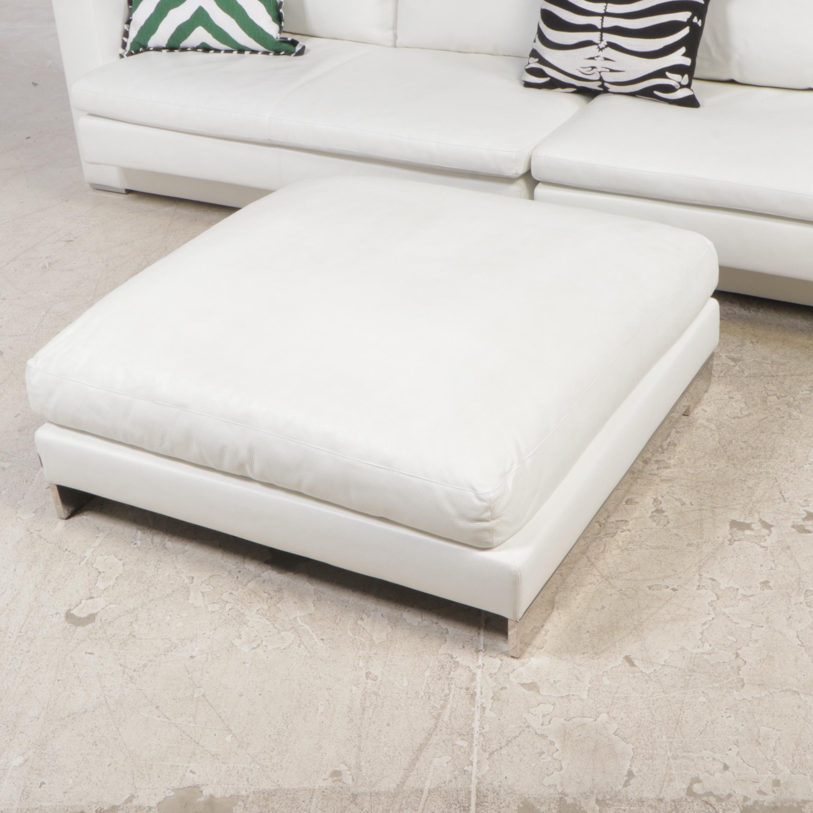 Molteni & C.,Three-Piece Italian Leather Sectional Sofa with Pillows